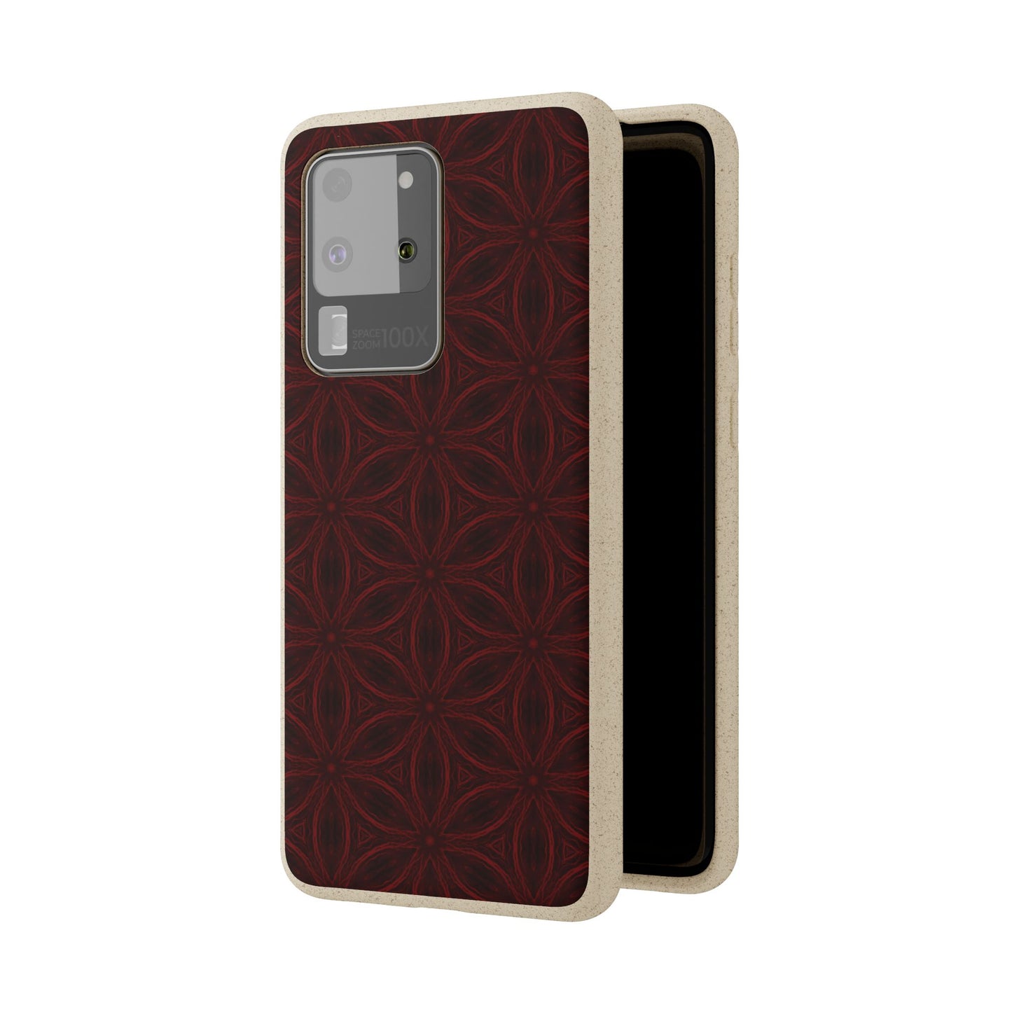 Deep Burgundy and Black Patterned Biodegradable Phone Case