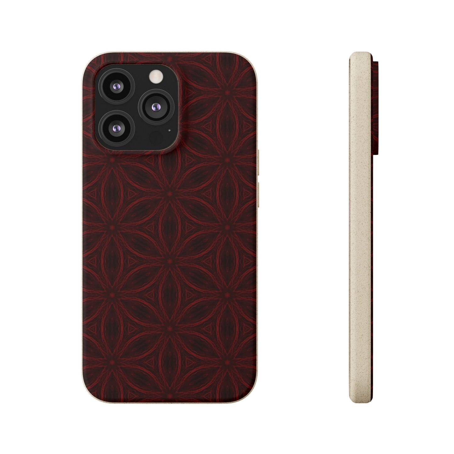 Deep Burgundy and Black Patterned Biodegradable Phone Case