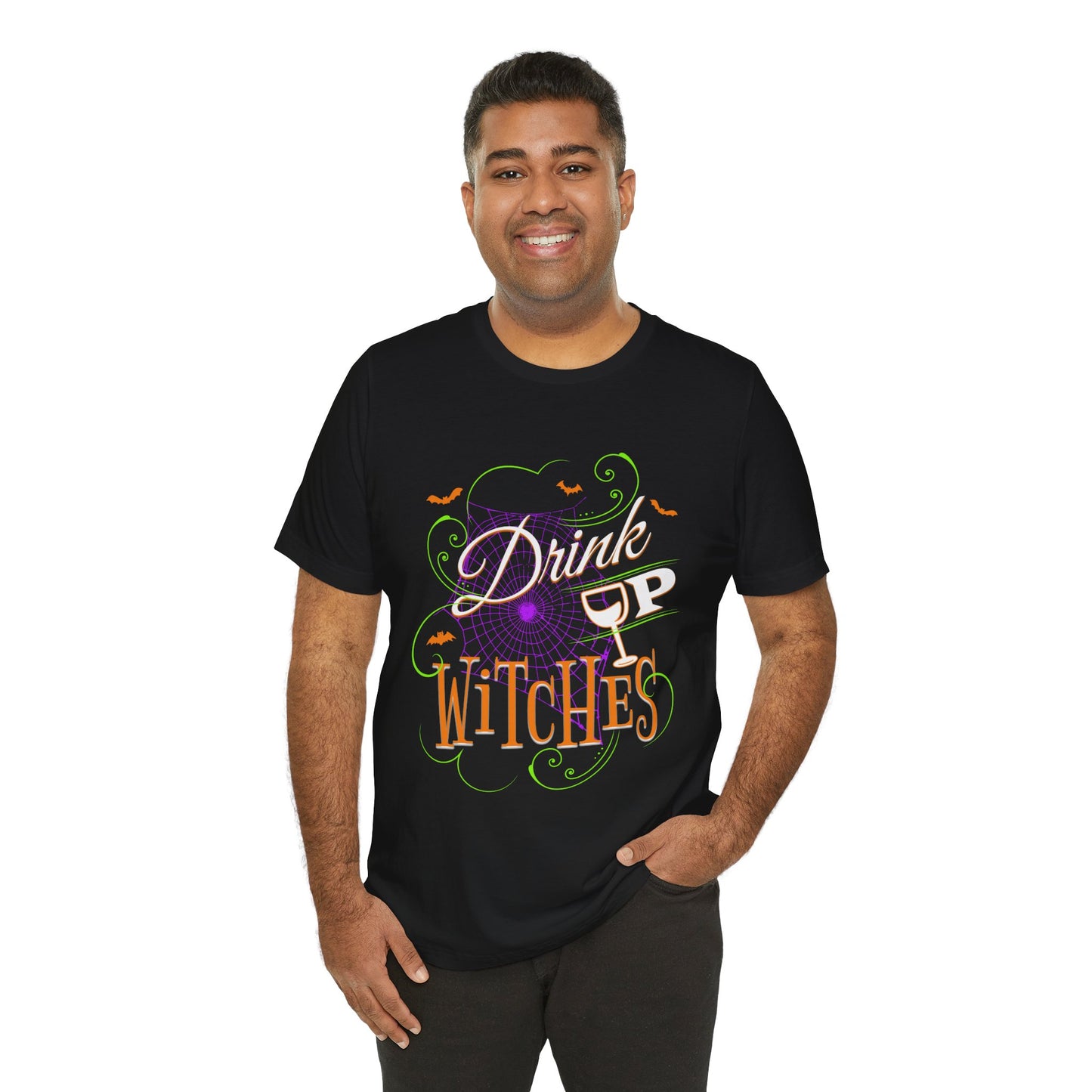 Drink Up Witches | Funny Halloween Spiderwebs and Bats T-Shirt