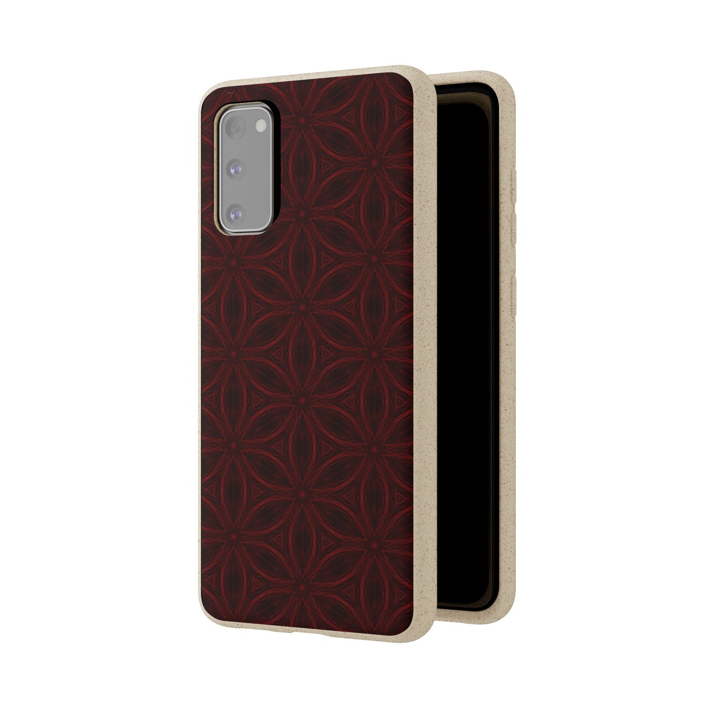 Deep Burgundy and Black Patterned Biodegradable Phone Case