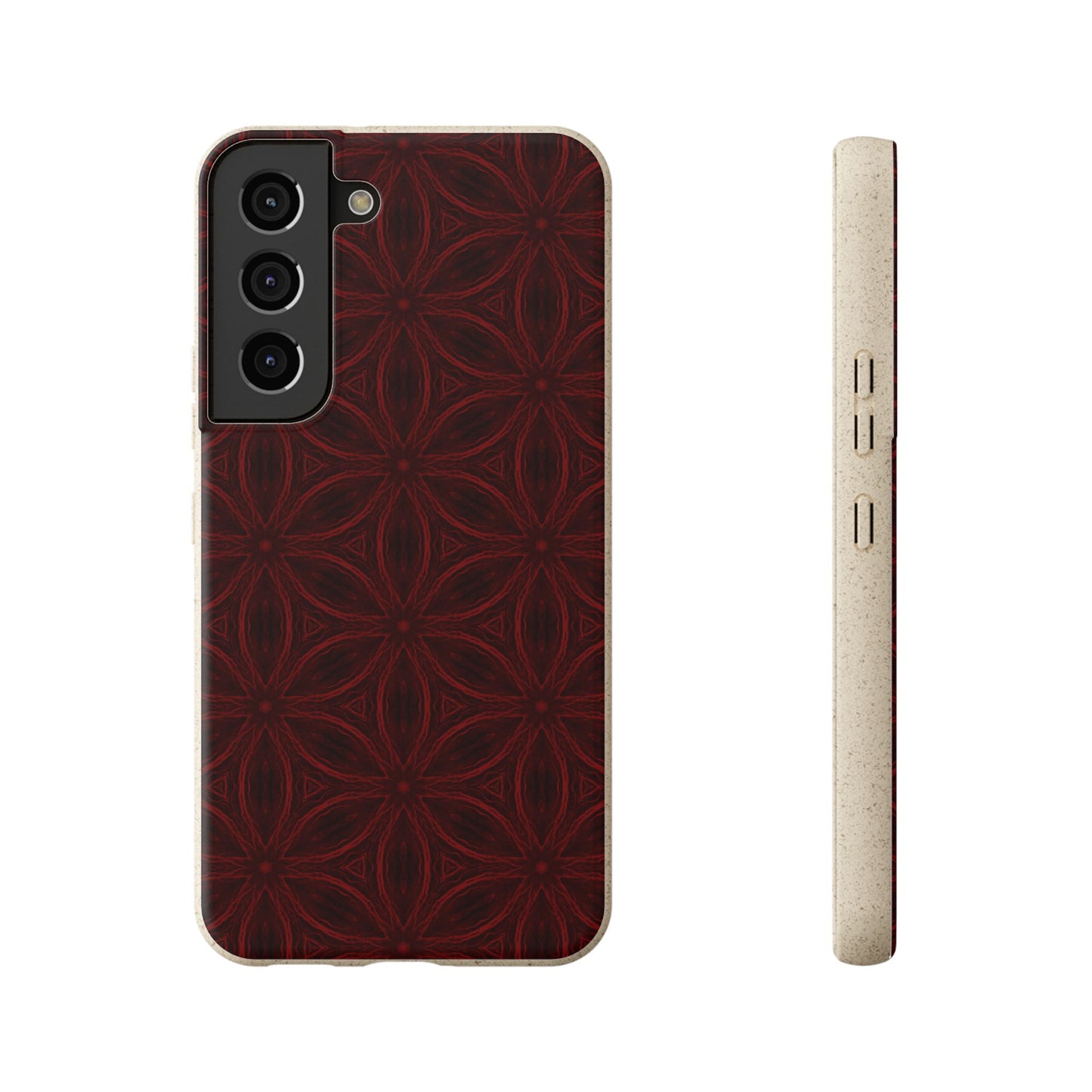 Deep Burgundy and Black Patterned Biodegradable Phone Case