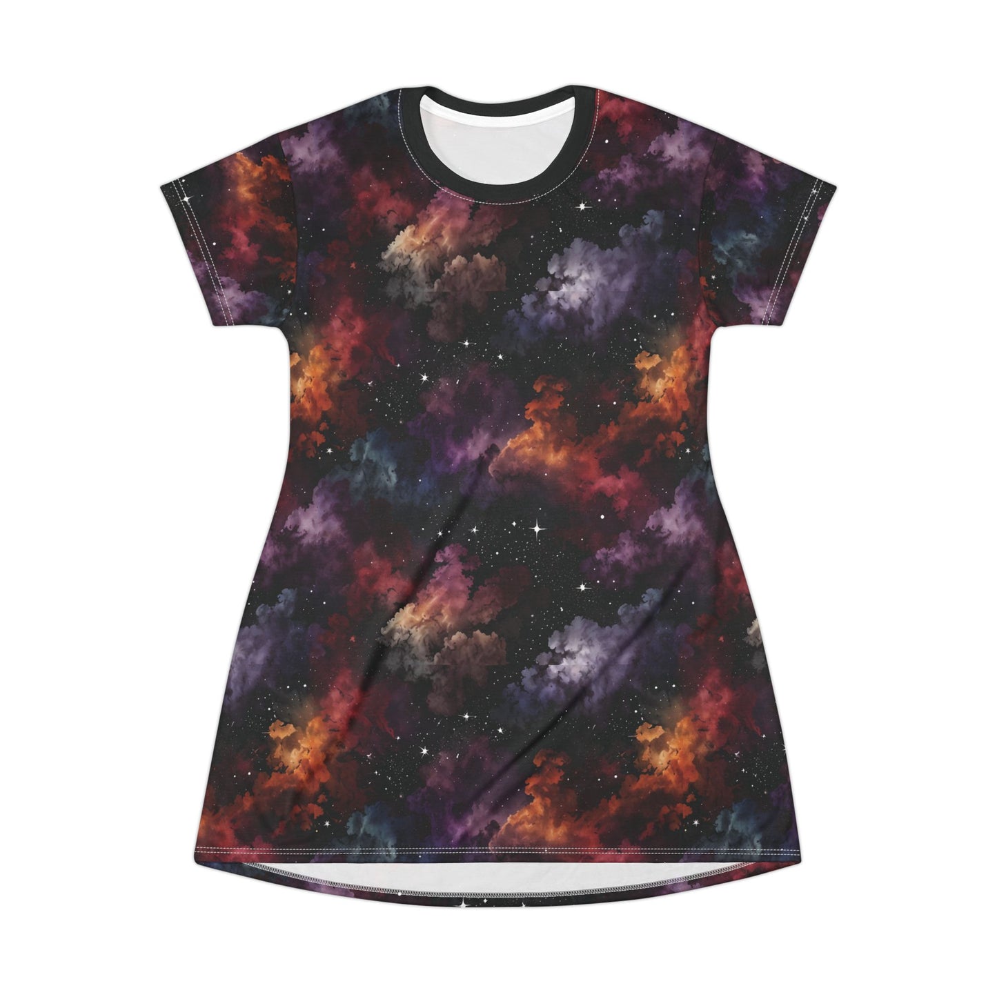 Galaxies and Nebulae Print T-Shirt Dress, Casual Summer Tunic Dress