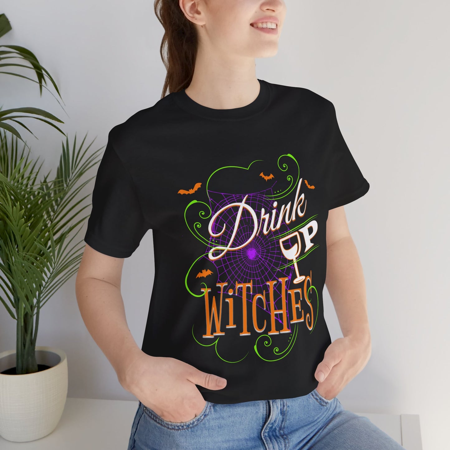 Drink Up Witches | Funny Halloween Spiderwebs and Bats T-Shirt