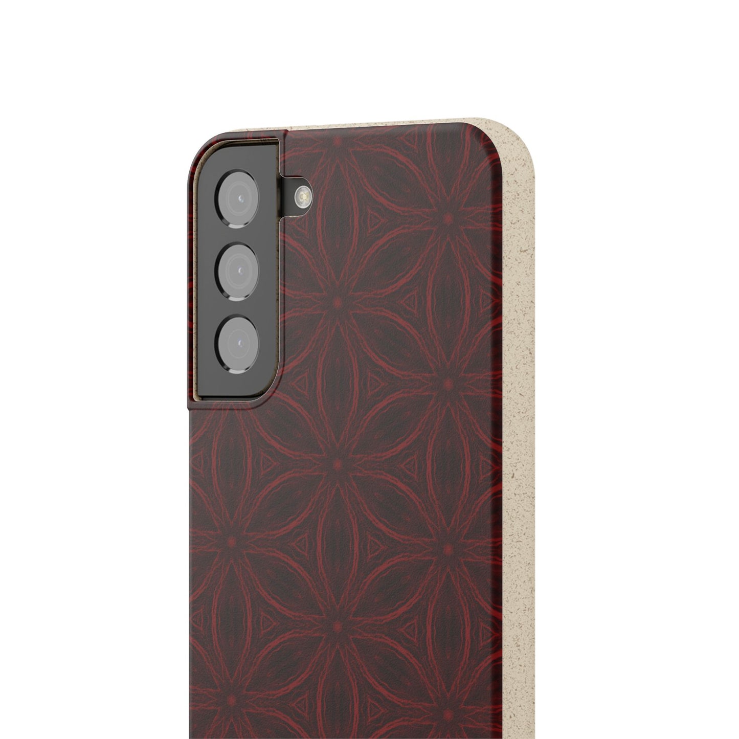 Deep Burgundy and Black Patterned Biodegradable Phone Case
