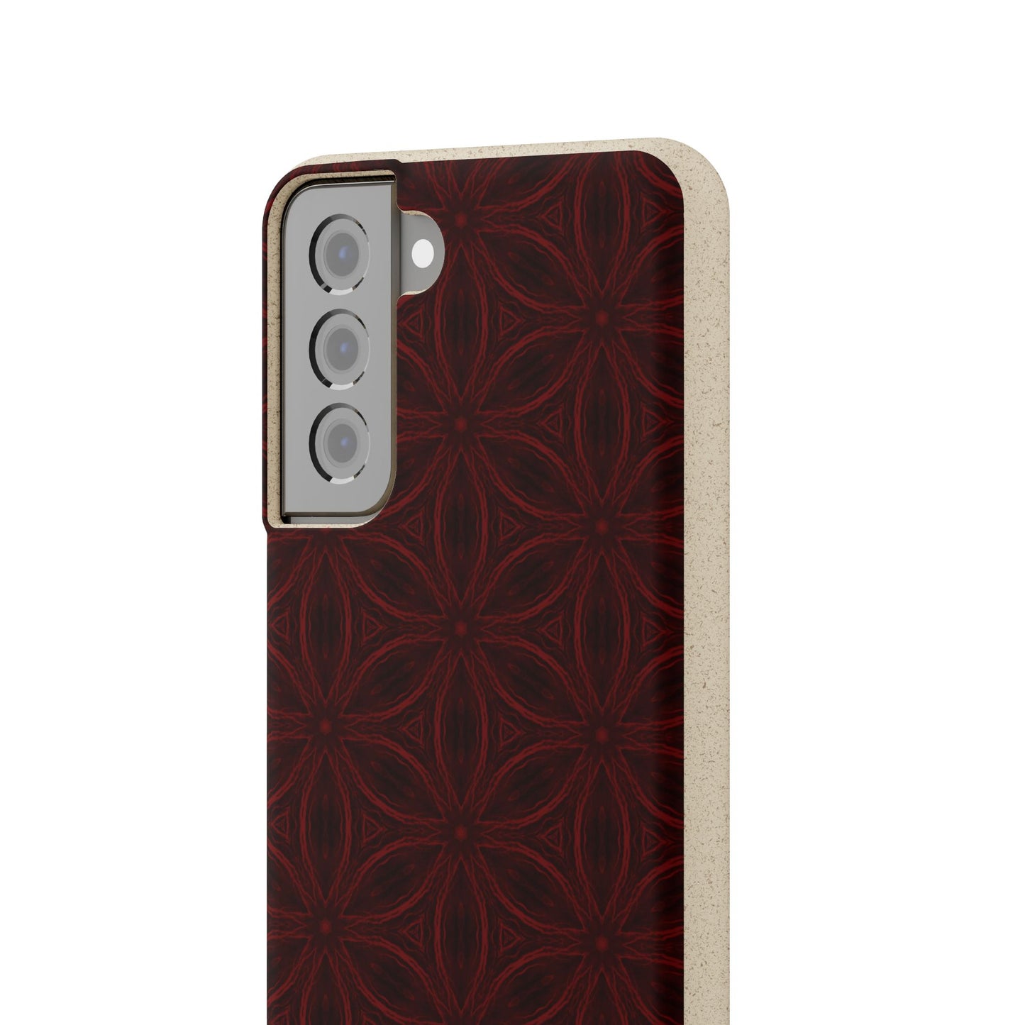 Deep Burgundy and Black Patterned Biodegradable Phone Case