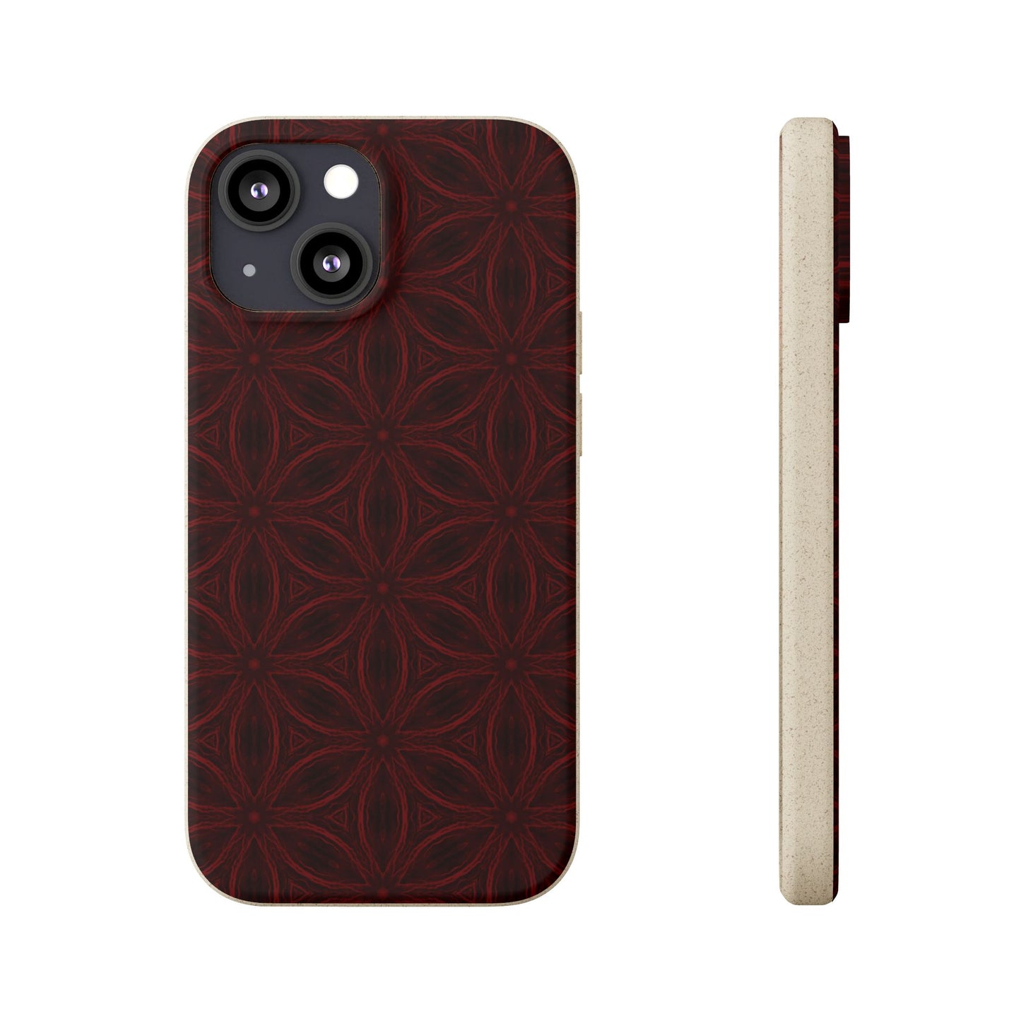 Deep Burgundy and Black Patterned Biodegradable Phone Case