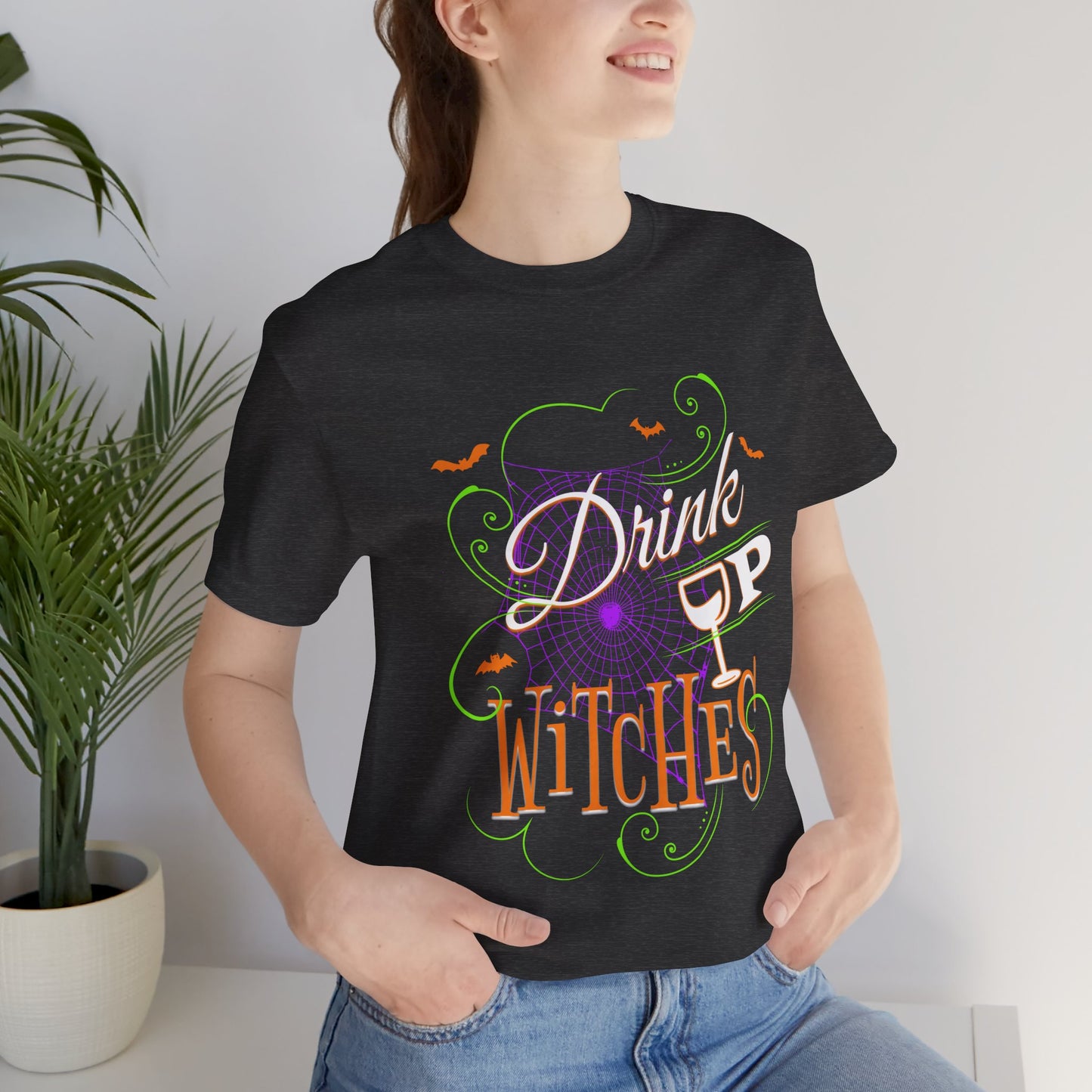 Drink Up Witches | Funny Halloween Spiderwebs and Bats T-Shirt