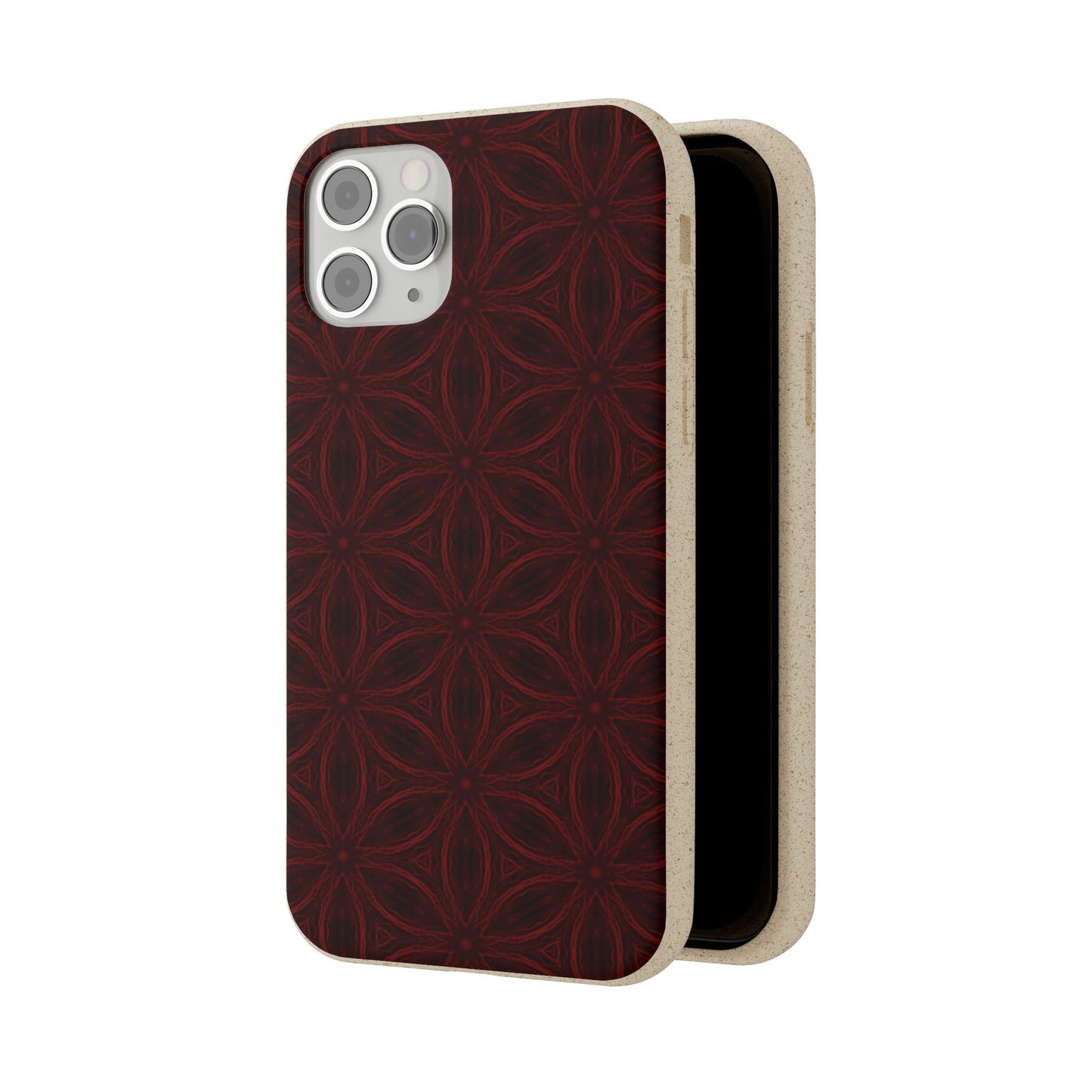 Deep Burgundy and Black Patterned Biodegradable Phone Case