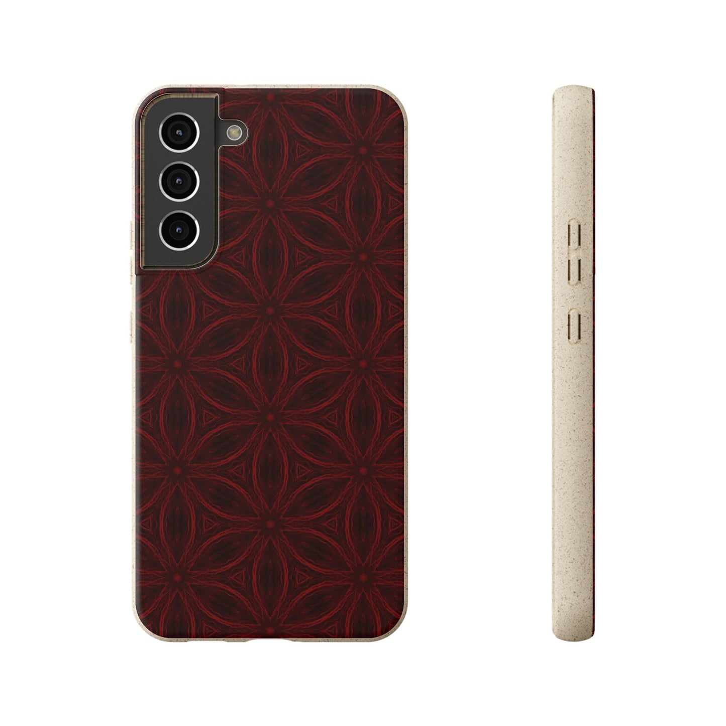 Deep Burgundy and Black Patterned Biodegradable Phone Case