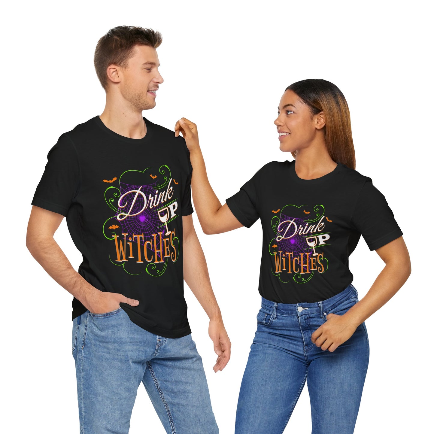 Drink Up Witches | Funny Halloween Spiderwebs and Bats T-Shirt
