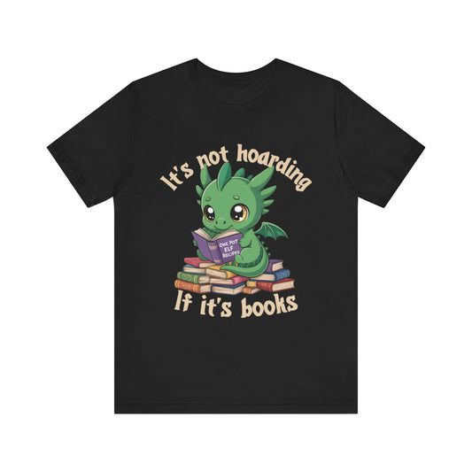 Funny Chibi Dragon Book Hoarder Tee – Kawaii Fantasy Shirt for Book Lovers