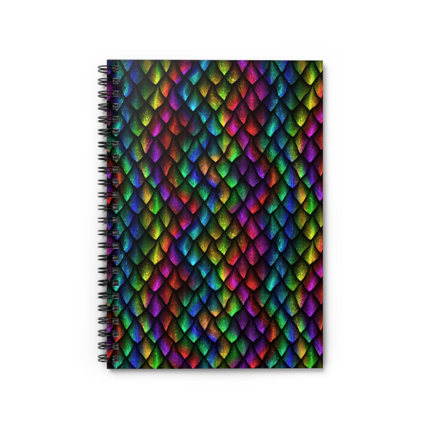 Dragon Scale Black Rainbow Colored Spiral Notebook - Ruled Line