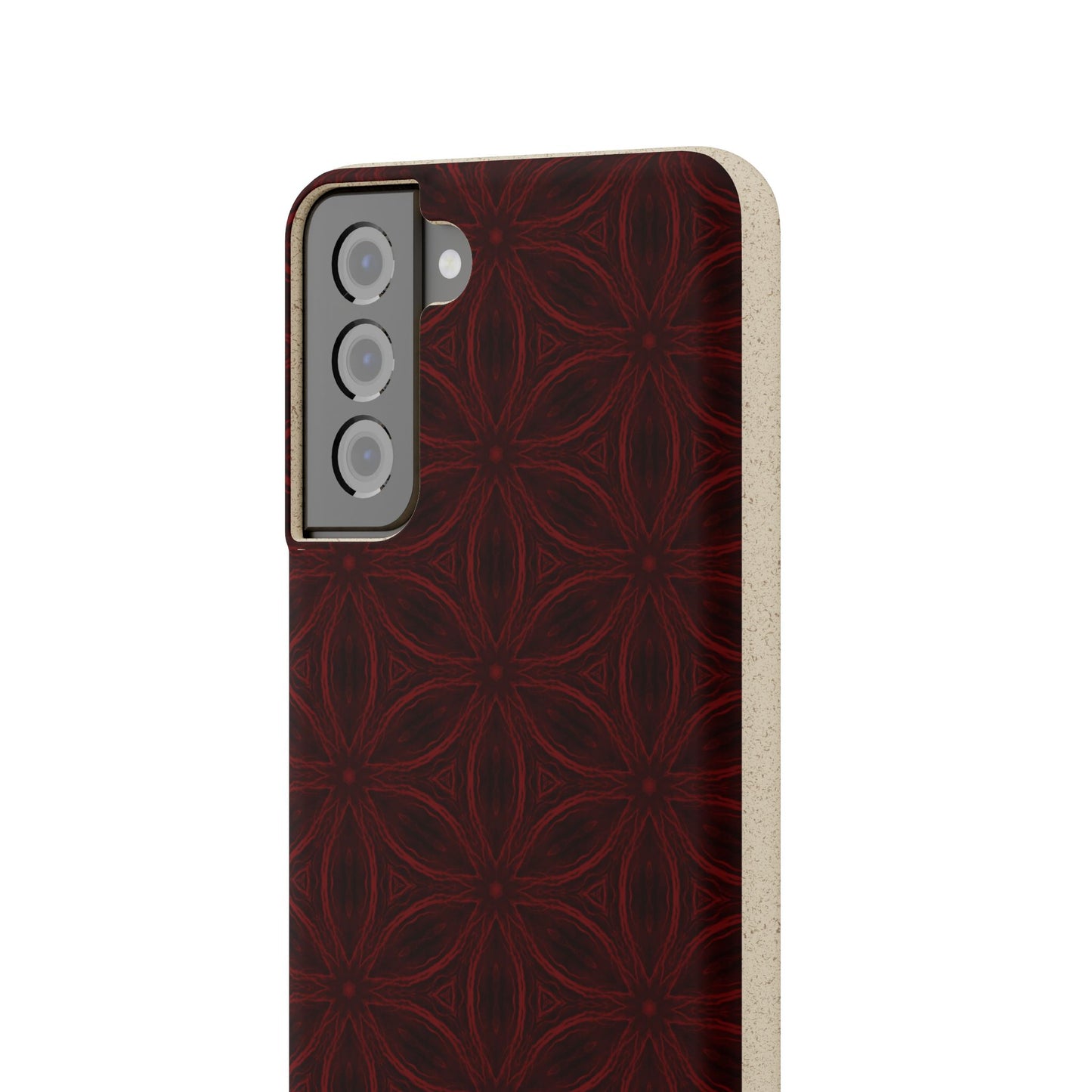 Deep Burgundy and Black Patterned Biodegradable Phone Case
