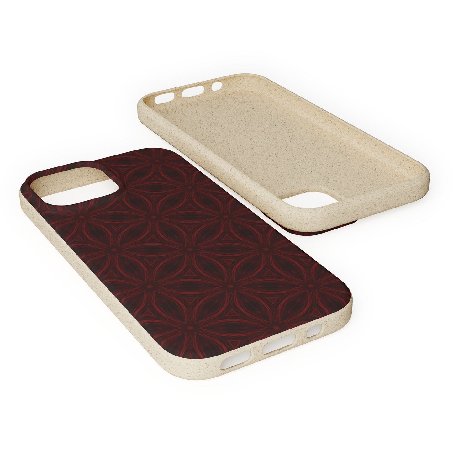 Deep Burgundy and Black Patterned Biodegradable Phone Case