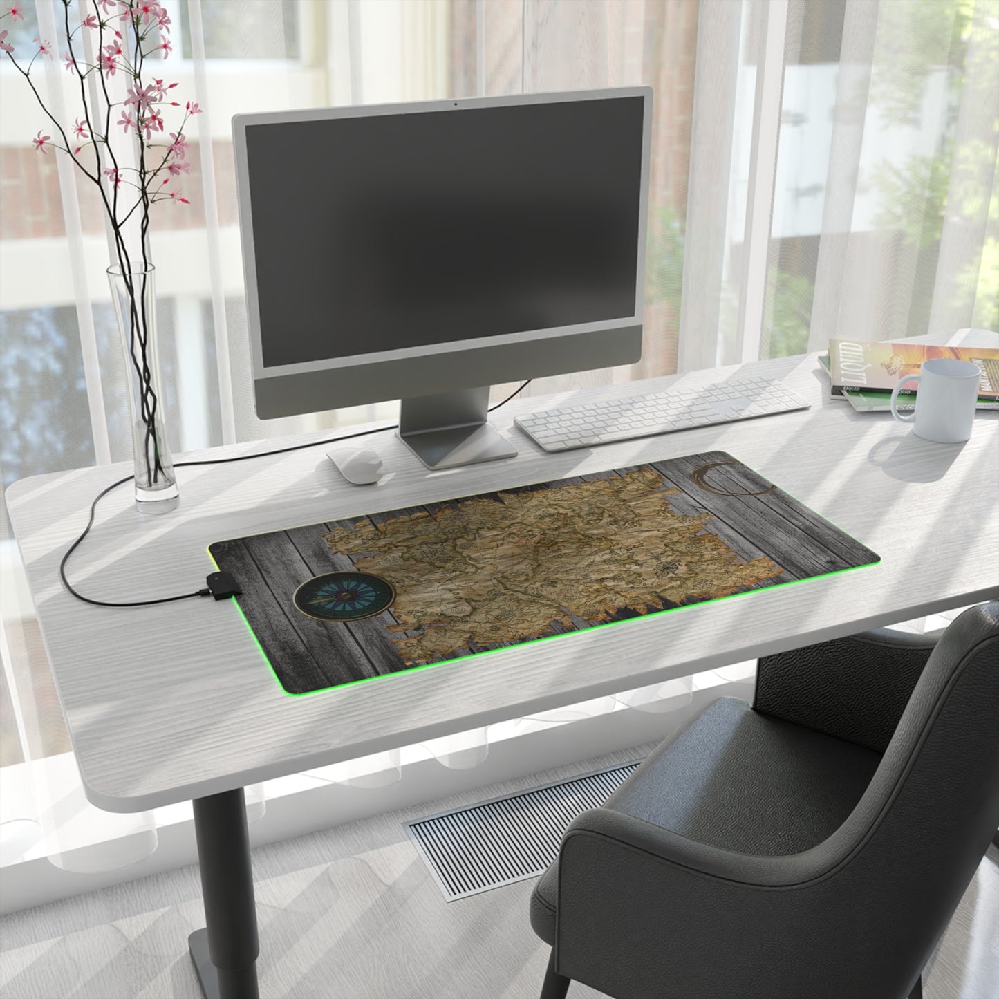 Vintage Pirate's Treasure Map Gaming Mouse Mat with LED Lights