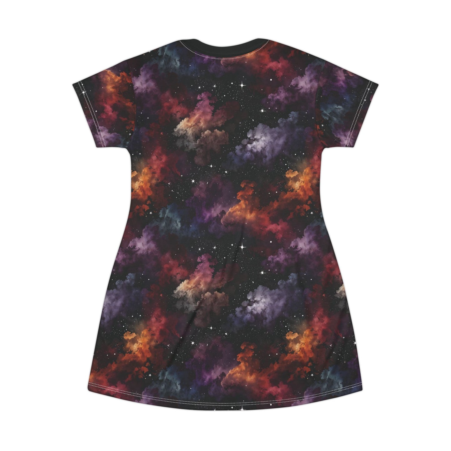 Galaxies and Nebulae Print T-Shirt Dress, Casual Summer Tunic Dress