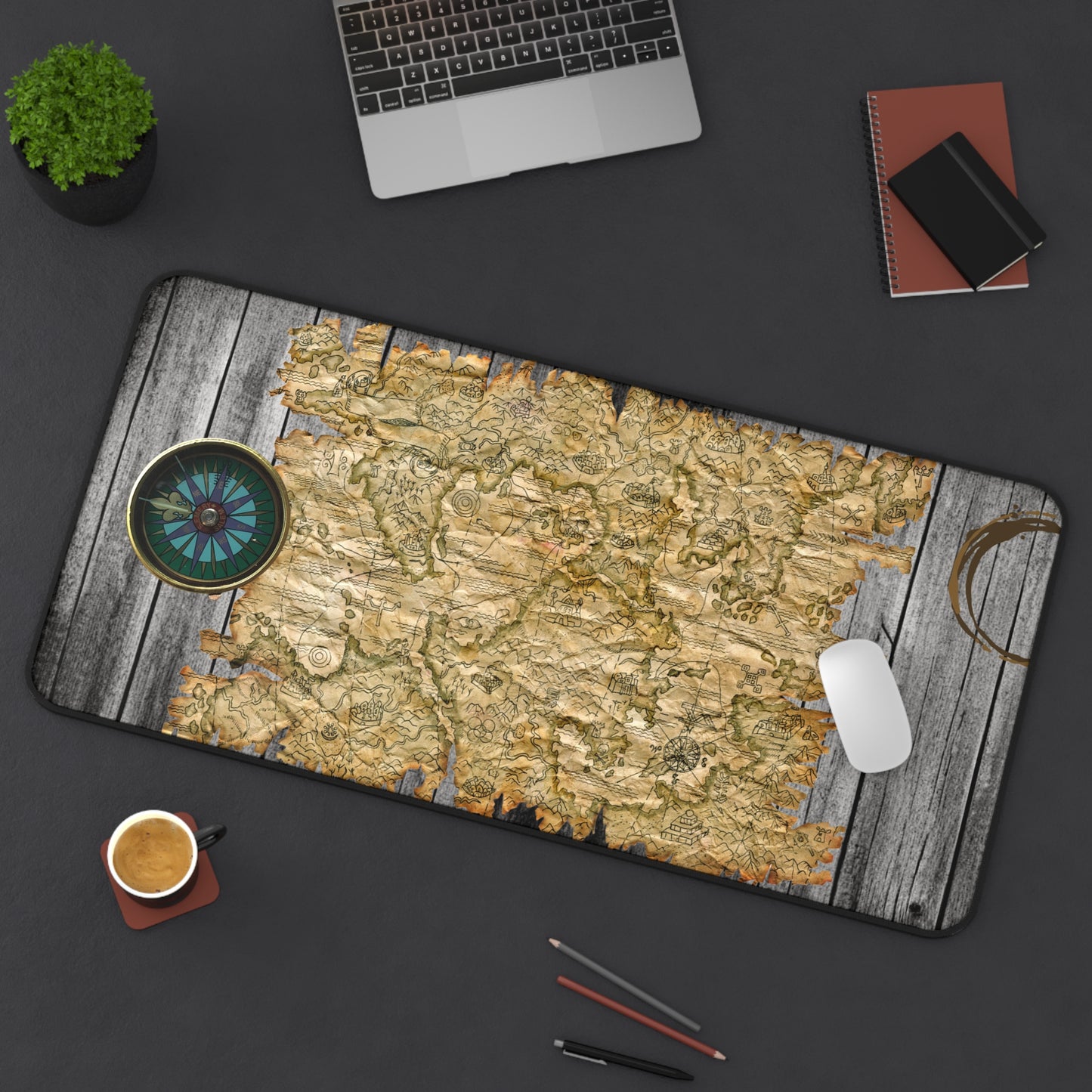 Vintage Pirate's Treasure Map Desk Mat - Nautical Decor