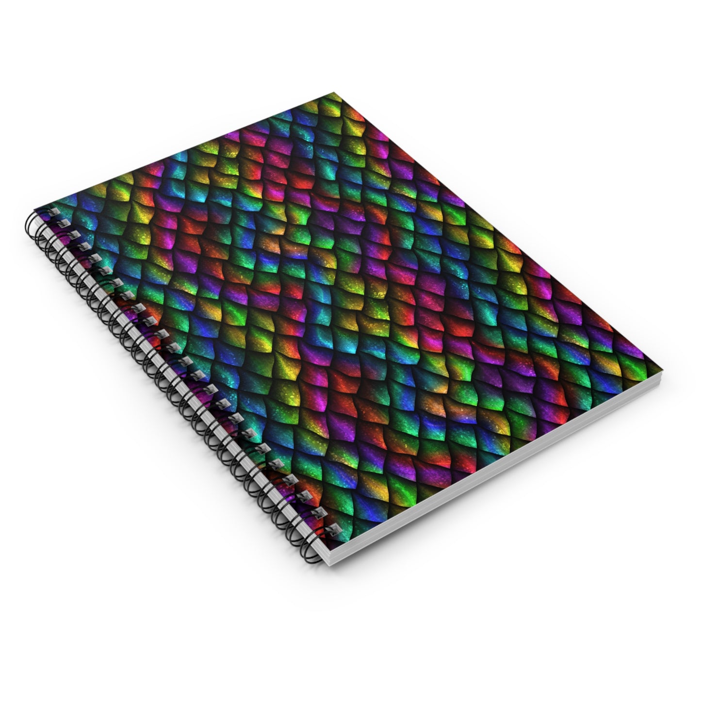 Dragon Scale Black Rainbow Colored Spiral Notebook - Ruled Line