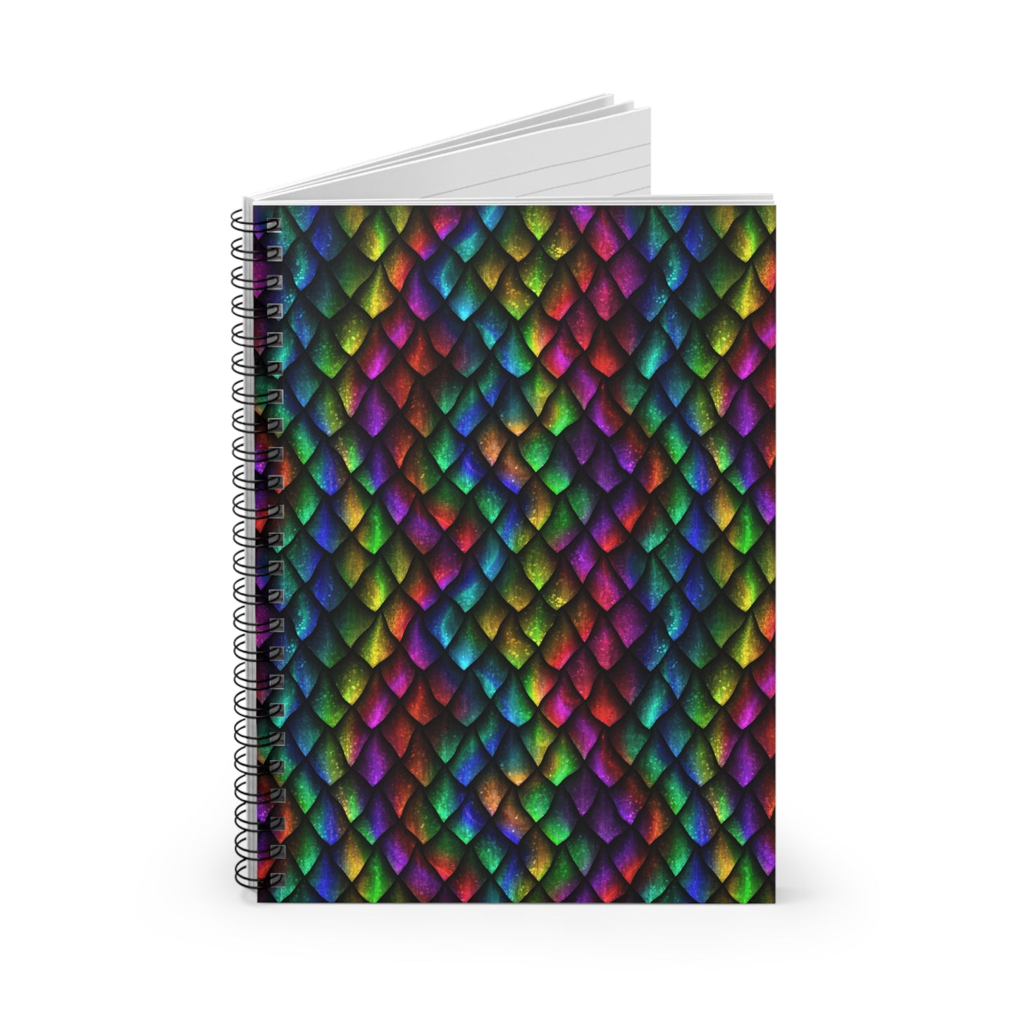Dragon Scale Black Rainbow Colored Spiral Notebook - Ruled Line