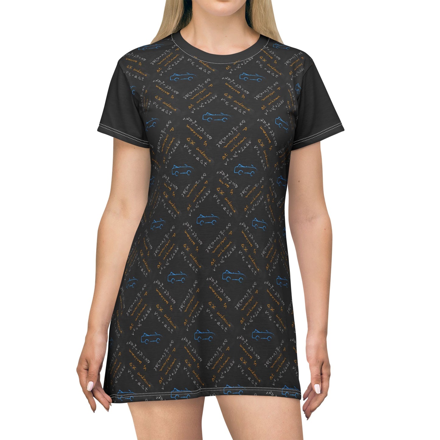 T-Shirt Dress | Physics Chalkboard: Kinematic Equations | Science Teacher Tunic
