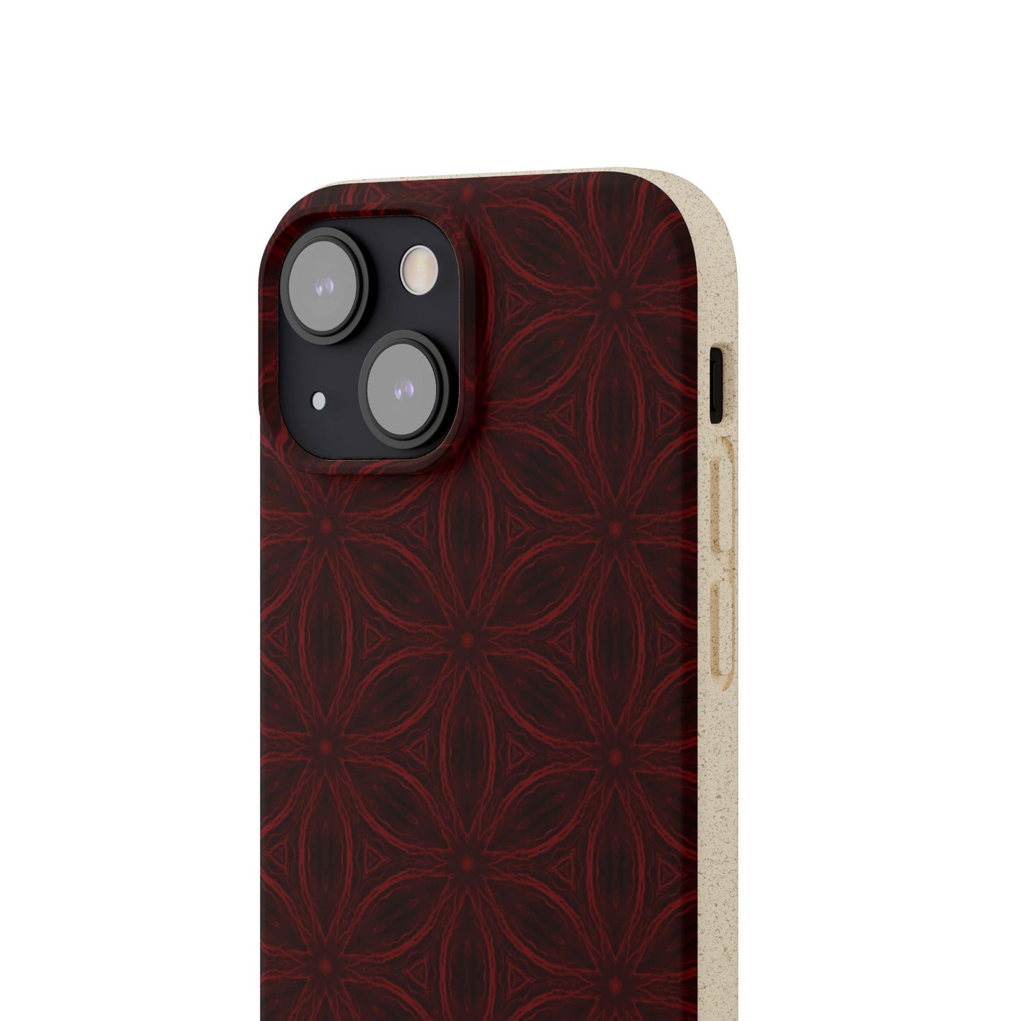 Deep Burgundy and Black Patterned Biodegradable Phone Case