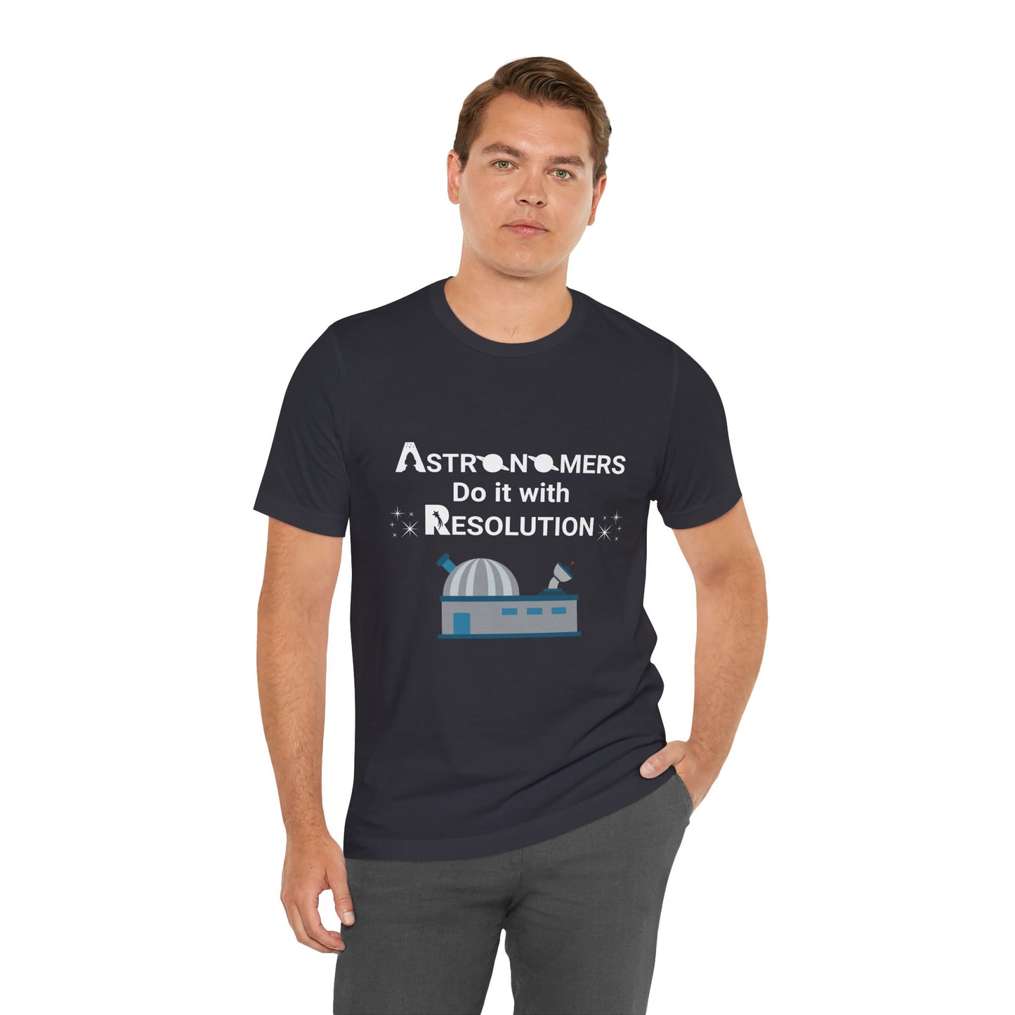 Funny Minimalist Astronomy T-Shirt | Astronomers Do It with Resolution