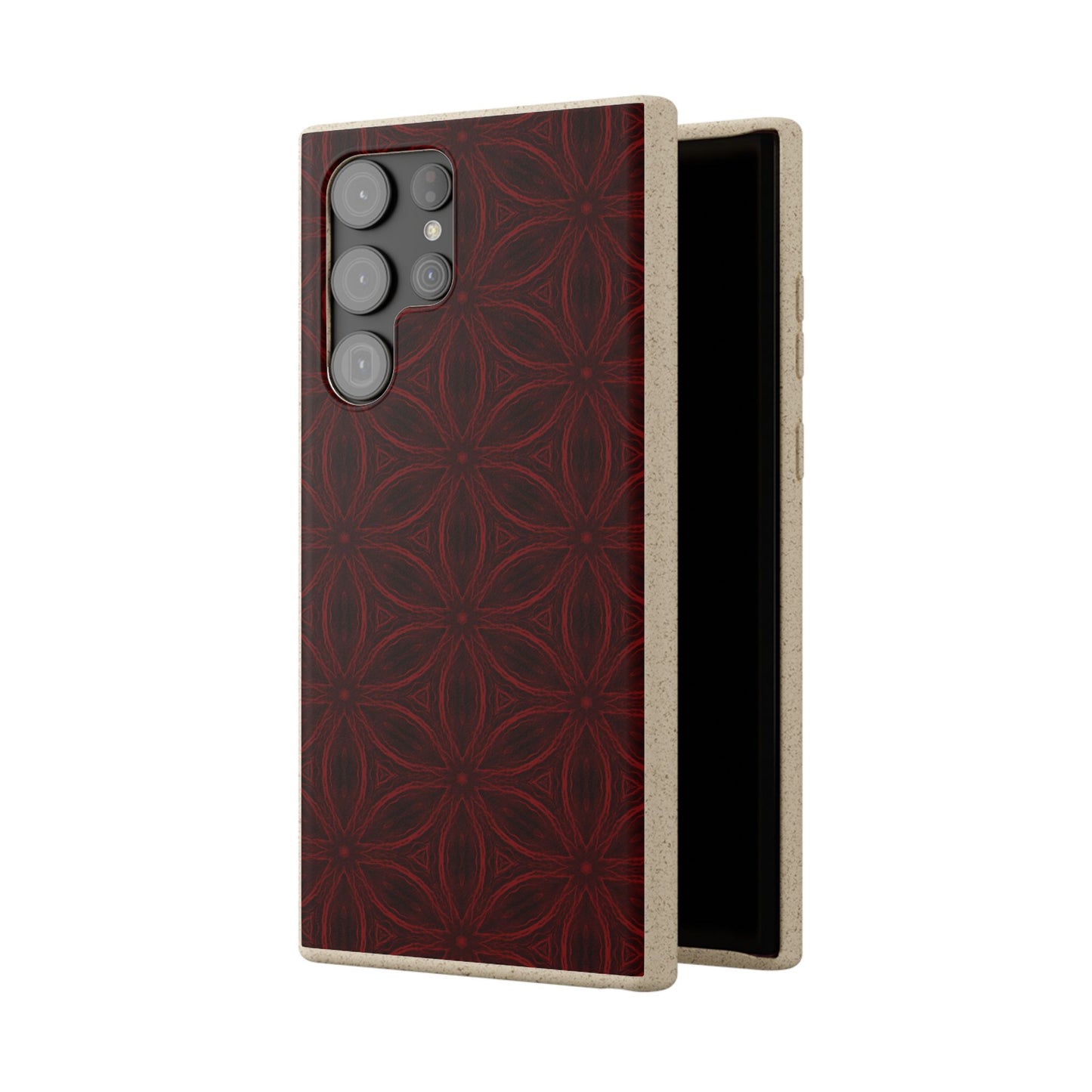 Deep Burgundy and Black Patterned Biodegradable Phone Case