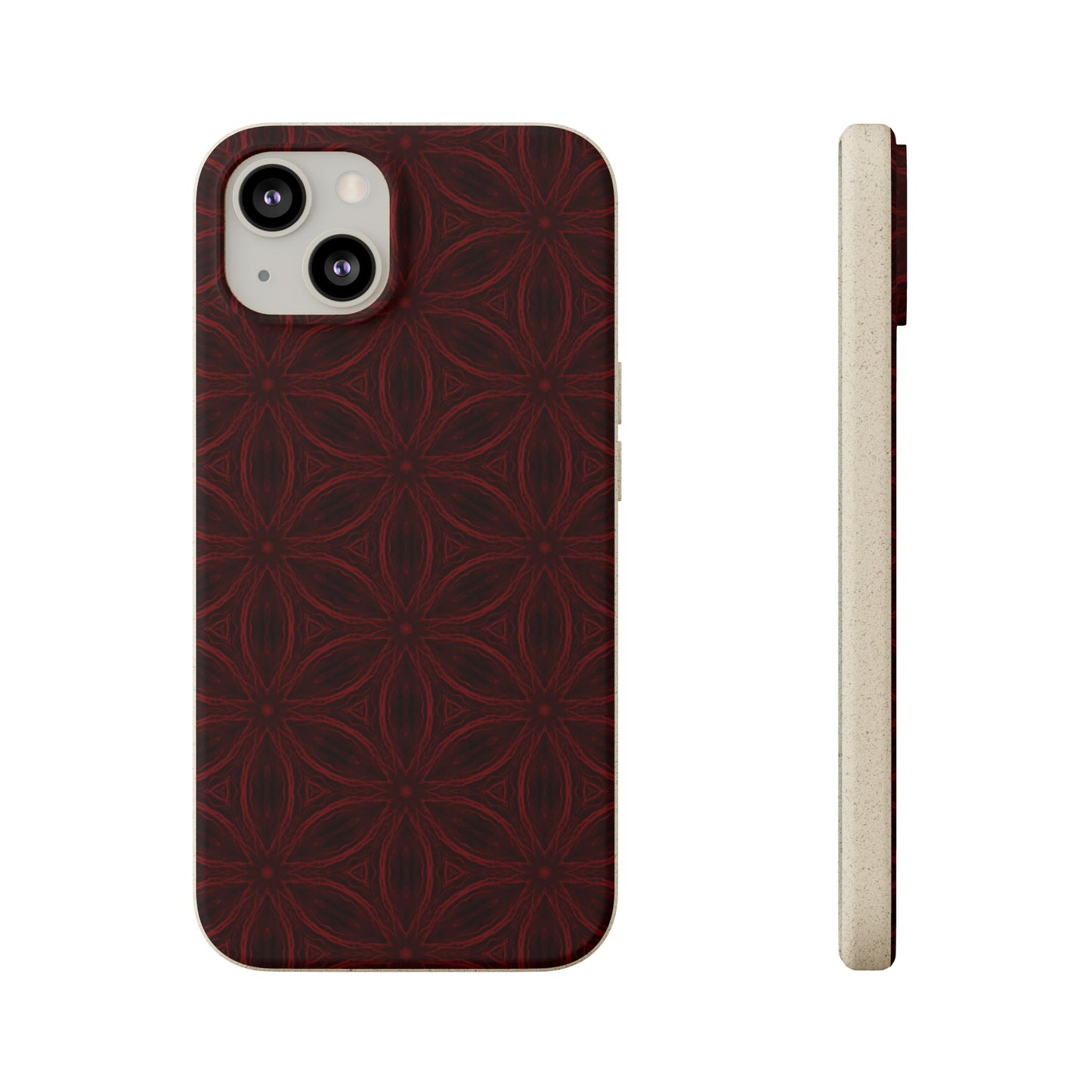 Deep Burgundy and Black Patterned Biodegradable Phone Case