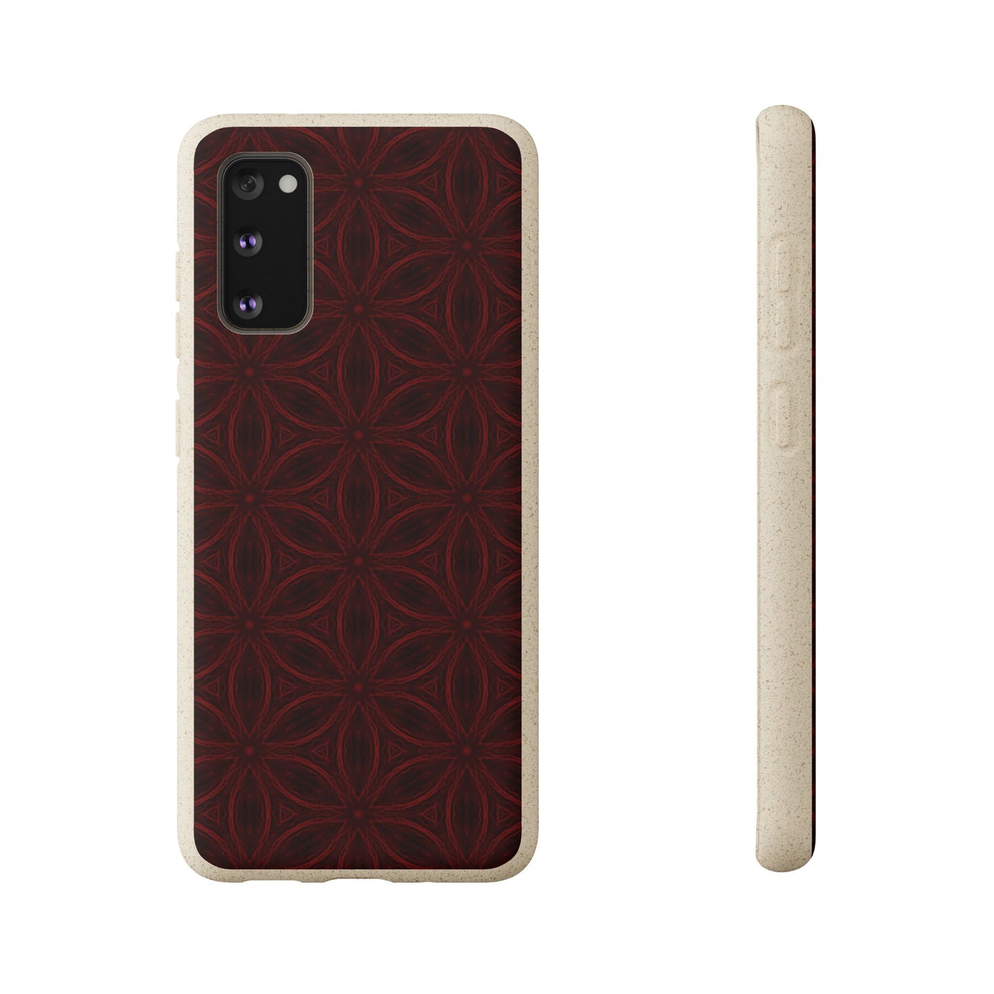 Deep Burgundy and Black Patterned Biodegradable Phone Case