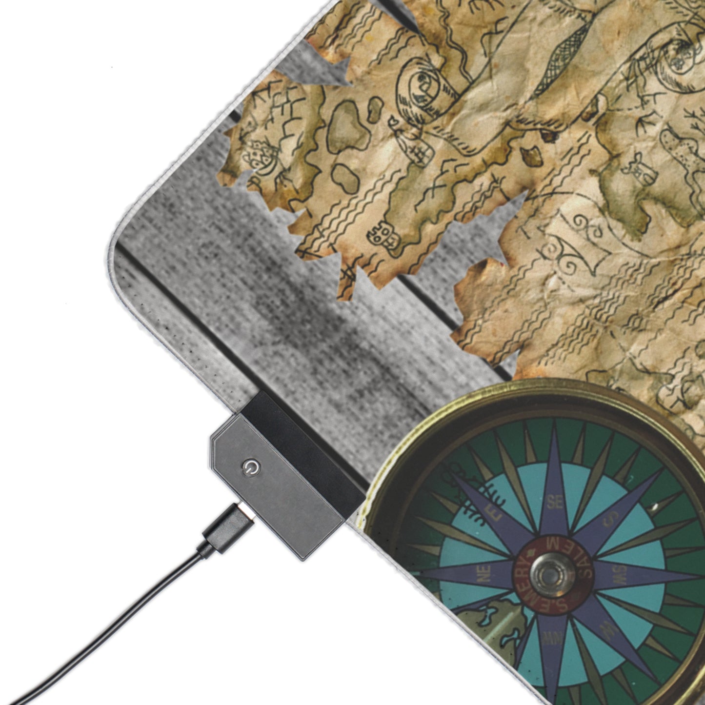 Vintage Pirate's Treasure Map Gaming Mouse Mat with LED Lights
