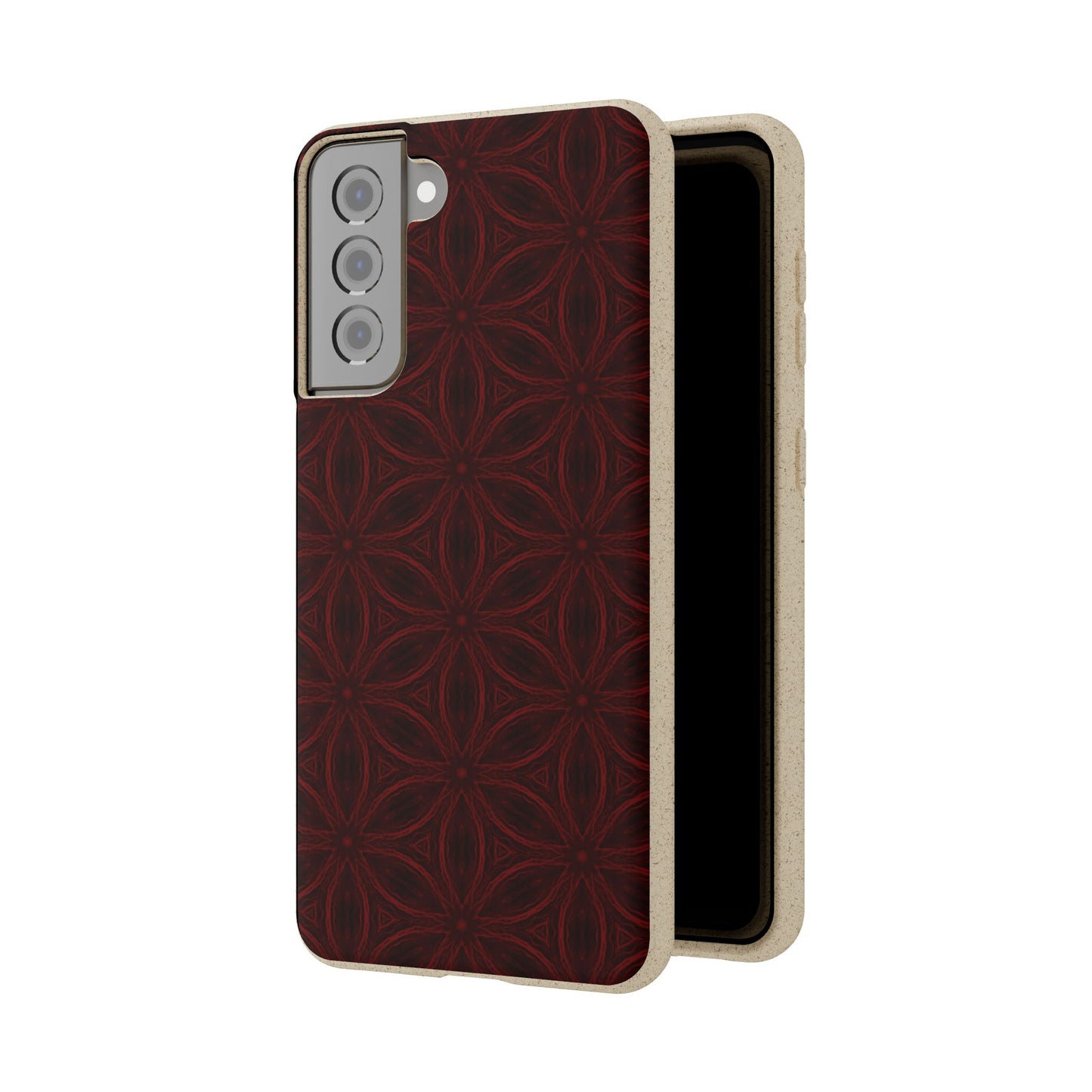 Deep Burgundy and Black Patterned Biodegradable Phone Case