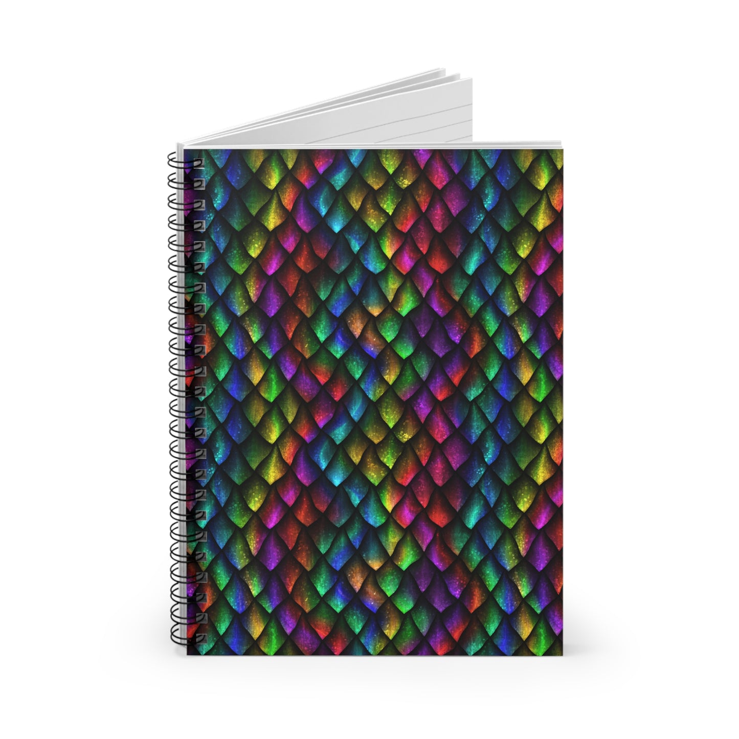 Dragon Scale Black Rainbow Colored Spiral Notebook - Ruled Line