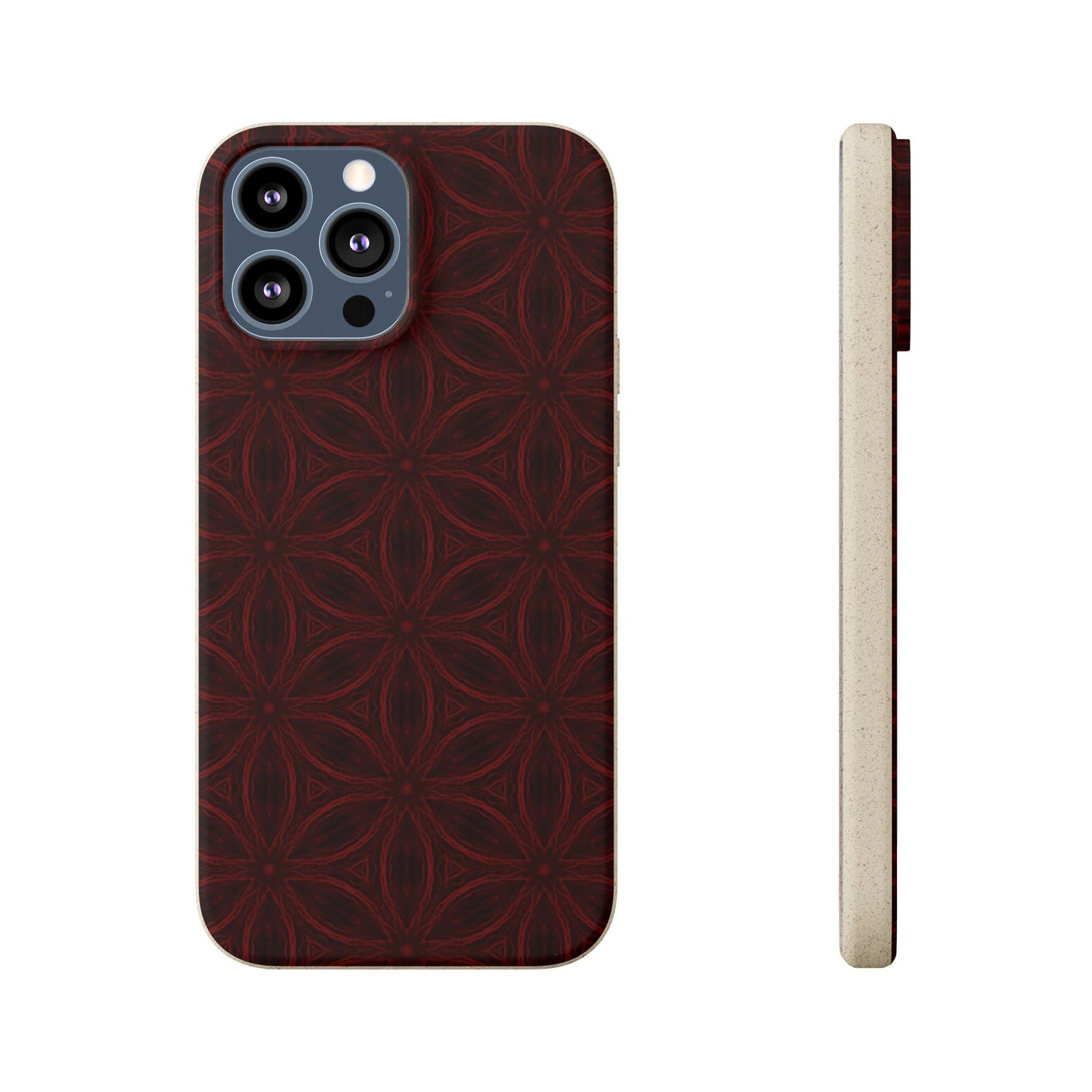 Deep Burgundy and Black Patterned Biodegradable Phone Case