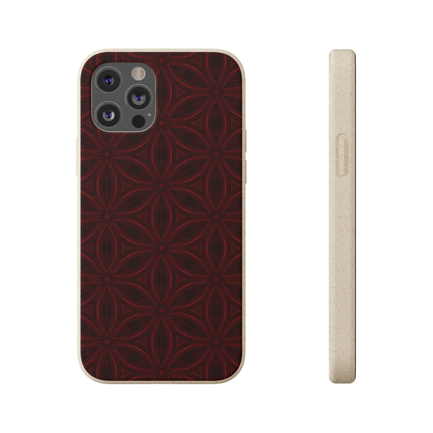 Deep Burgundy and Black Patterned Biodegradable Phone Case