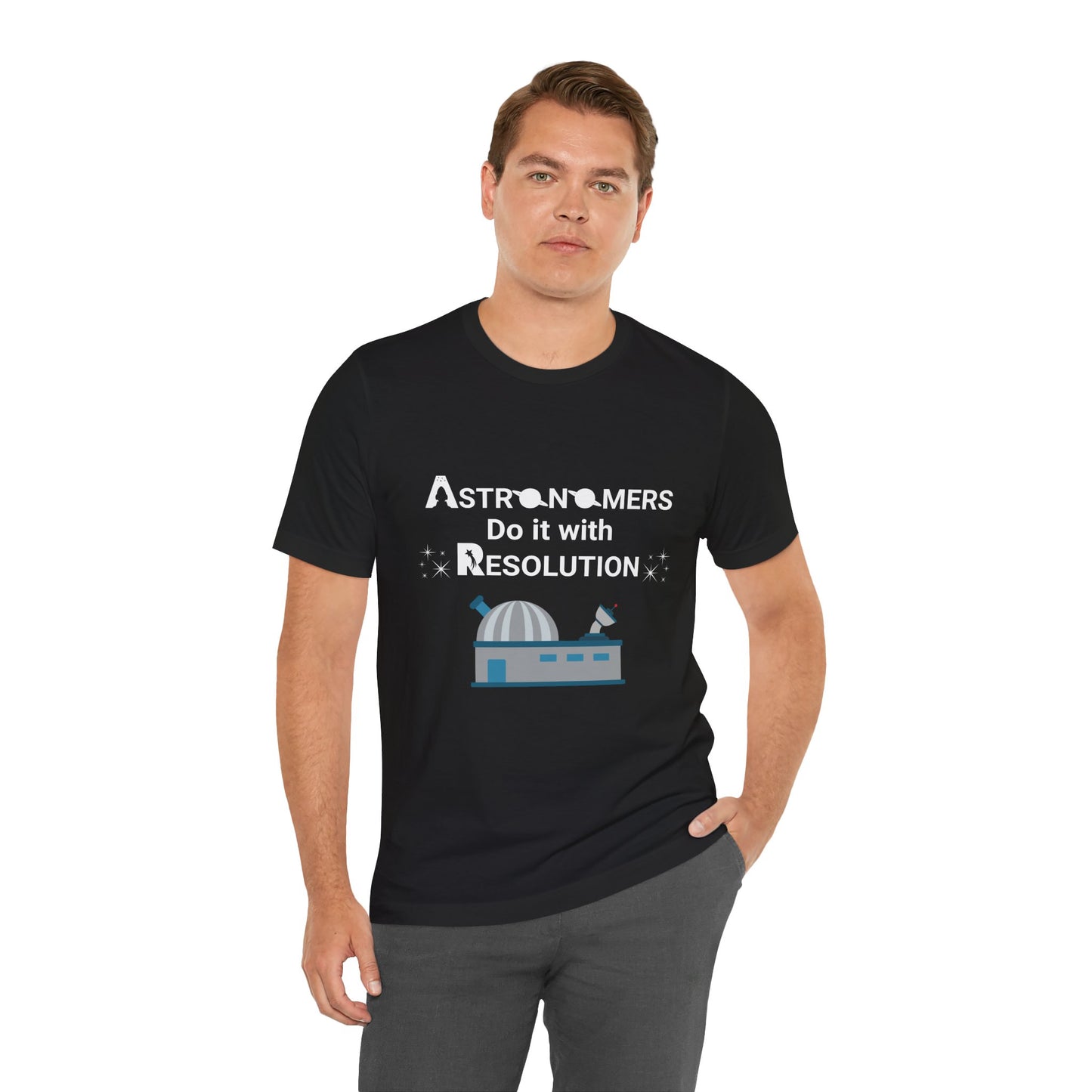 Funny Minimalist Astronomy T-Shirt | Astronomers Do It with Resolution