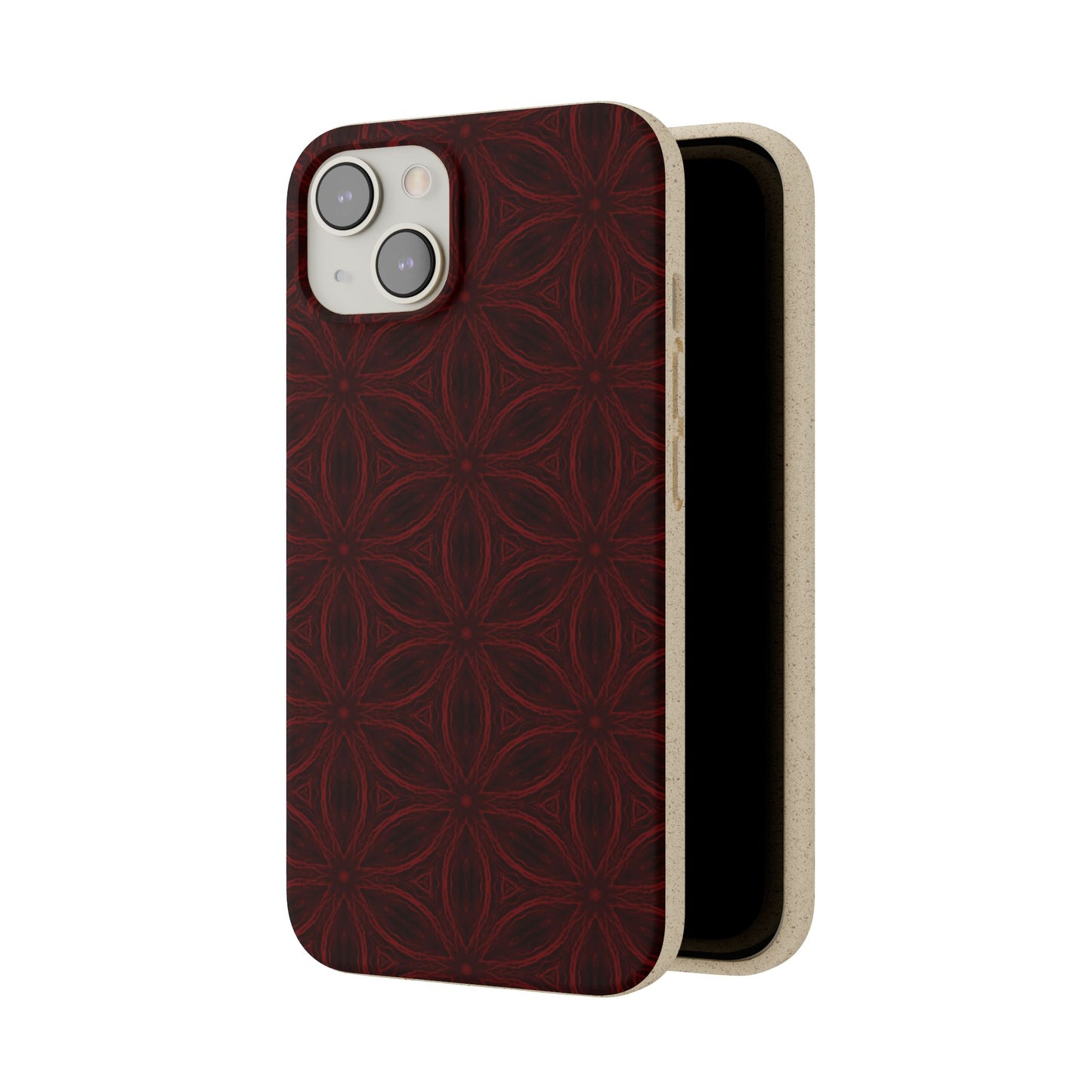 Deep Burgundy and Black Patterned Biodegradable Phone Case