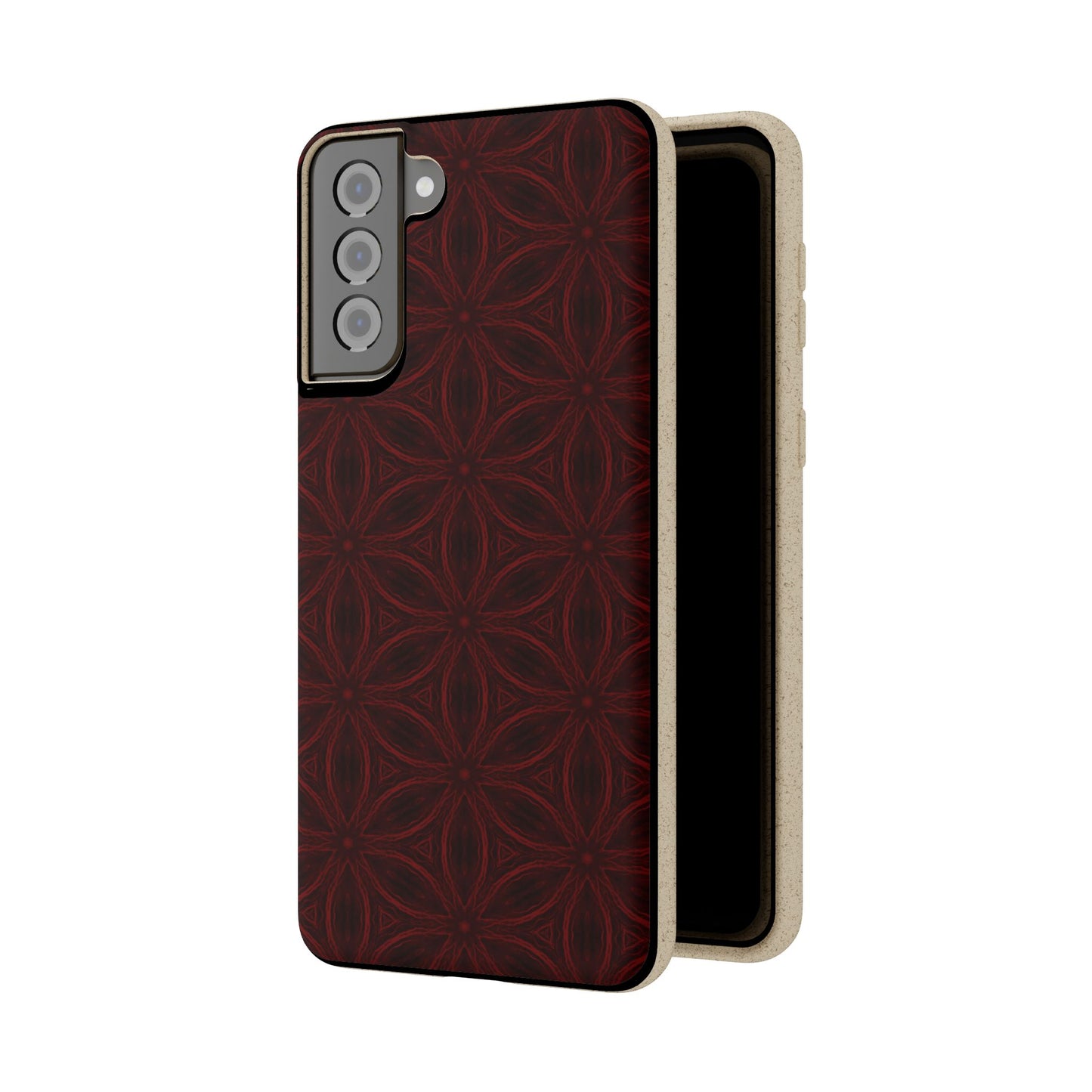 Deep Burgundy and Black Patterned Biodegradable Phone Case