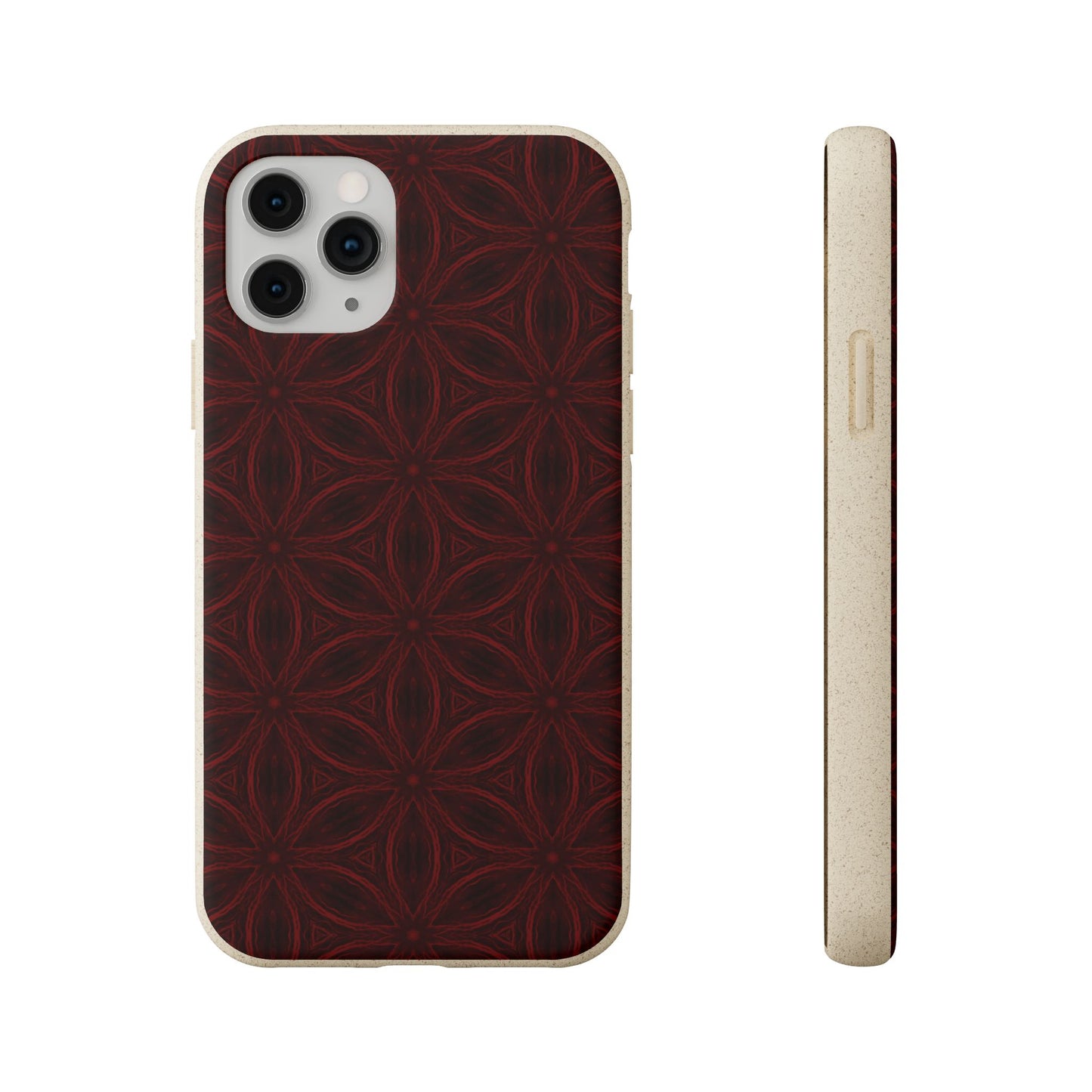 Deep Burgundy and Black Patterned Biodegradable Phone Case
