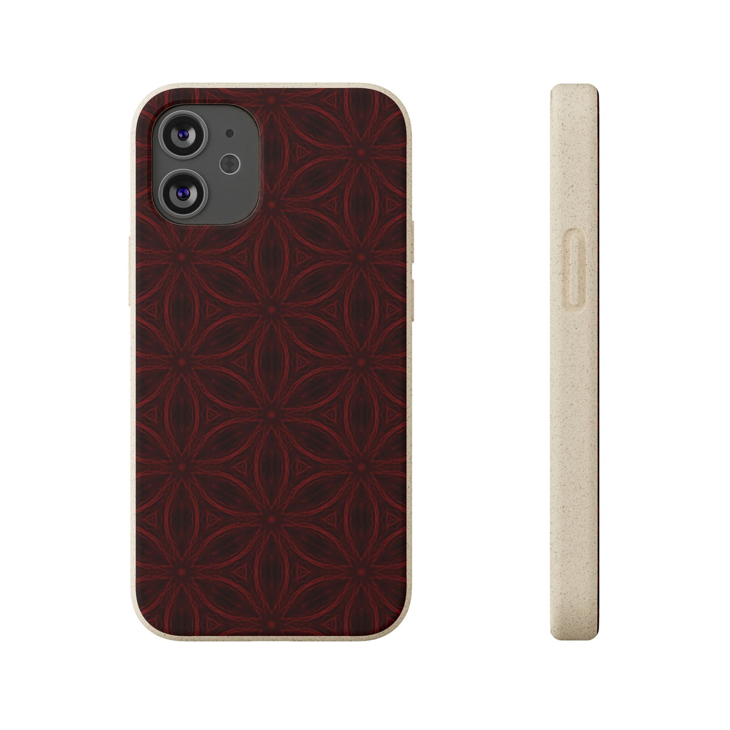Deep Burgundy and Black Patterned Biodegradable Phone Case
