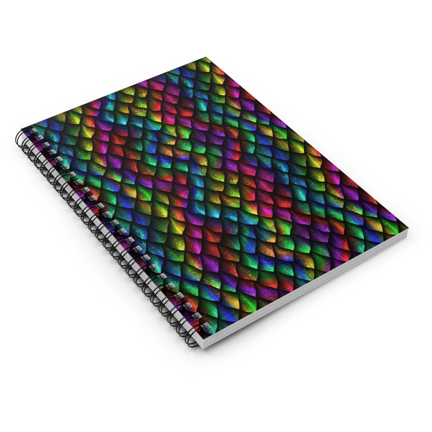 Dragon Scale Black Rainbow Colored Spiral Notebook - Ruled Line