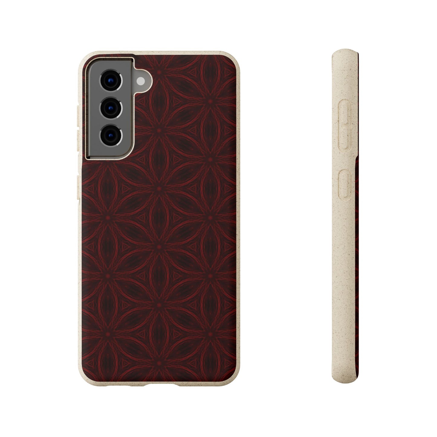 Deep Burgundy and Black Patterned Biodegradable Phone Case