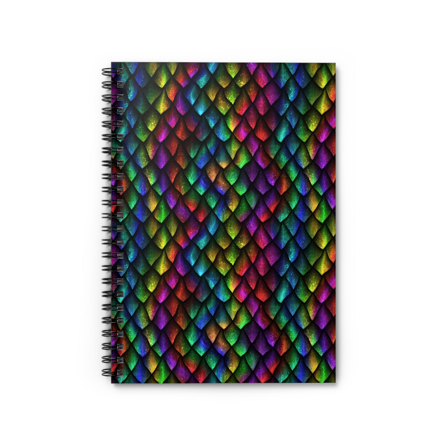 Dragon Scale Black Rainbow Colored Spiral Notebook - Ruled Line