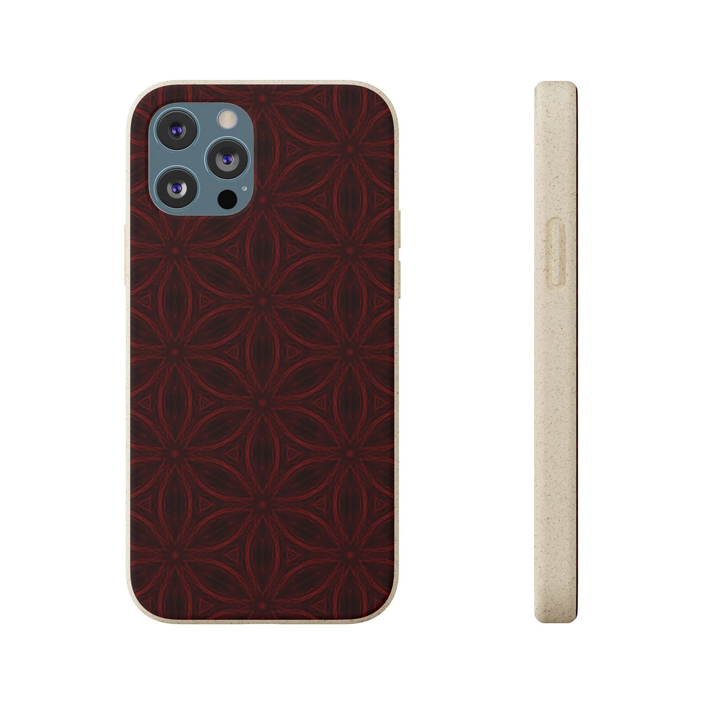 Deep Burgundy and Black Patterned Biodegradable Phone Case