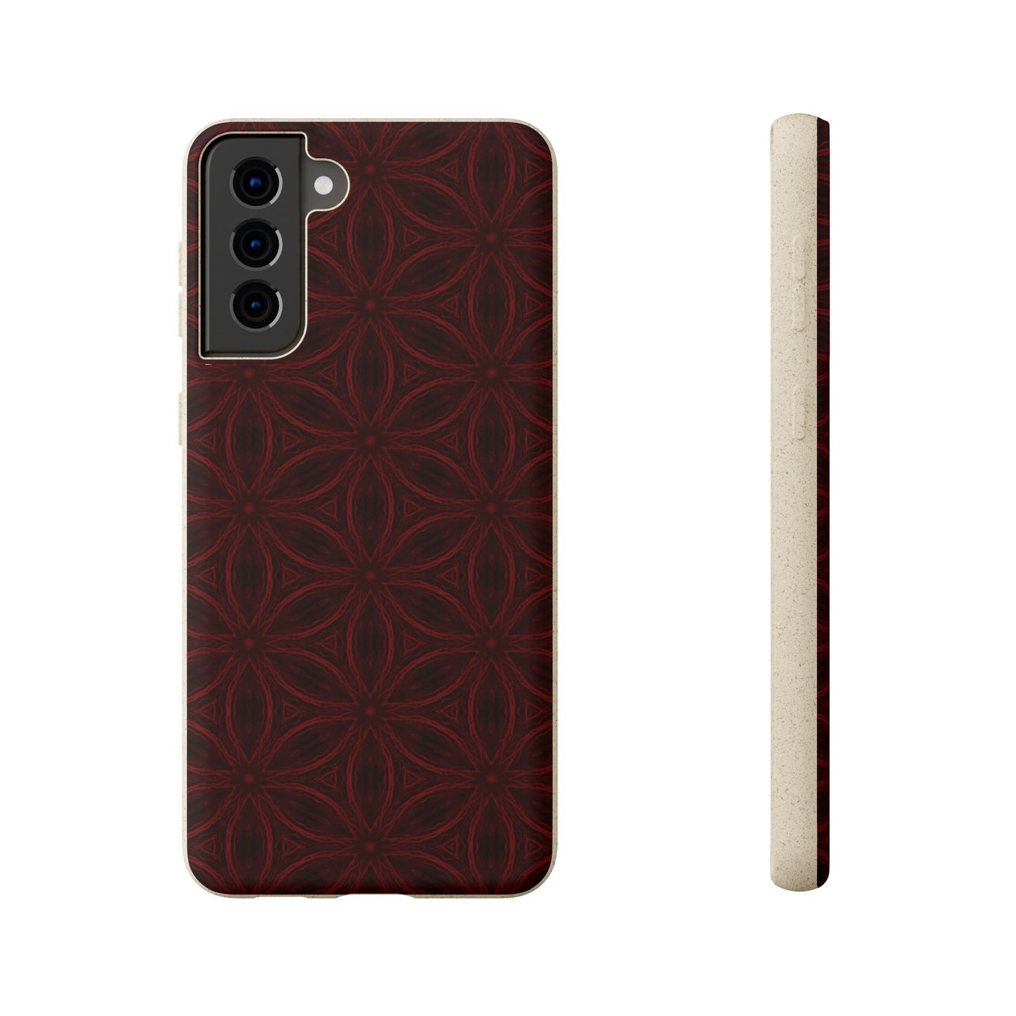 Deep Burgundy and Black Patterned Biodegradable Phone Case