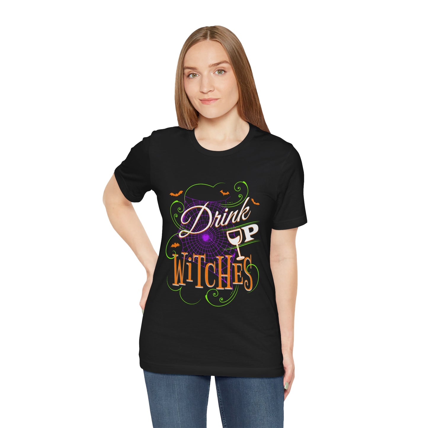 Drink Up Witches | Funny Halloween Spiderwebs and Bats T-Shirt
