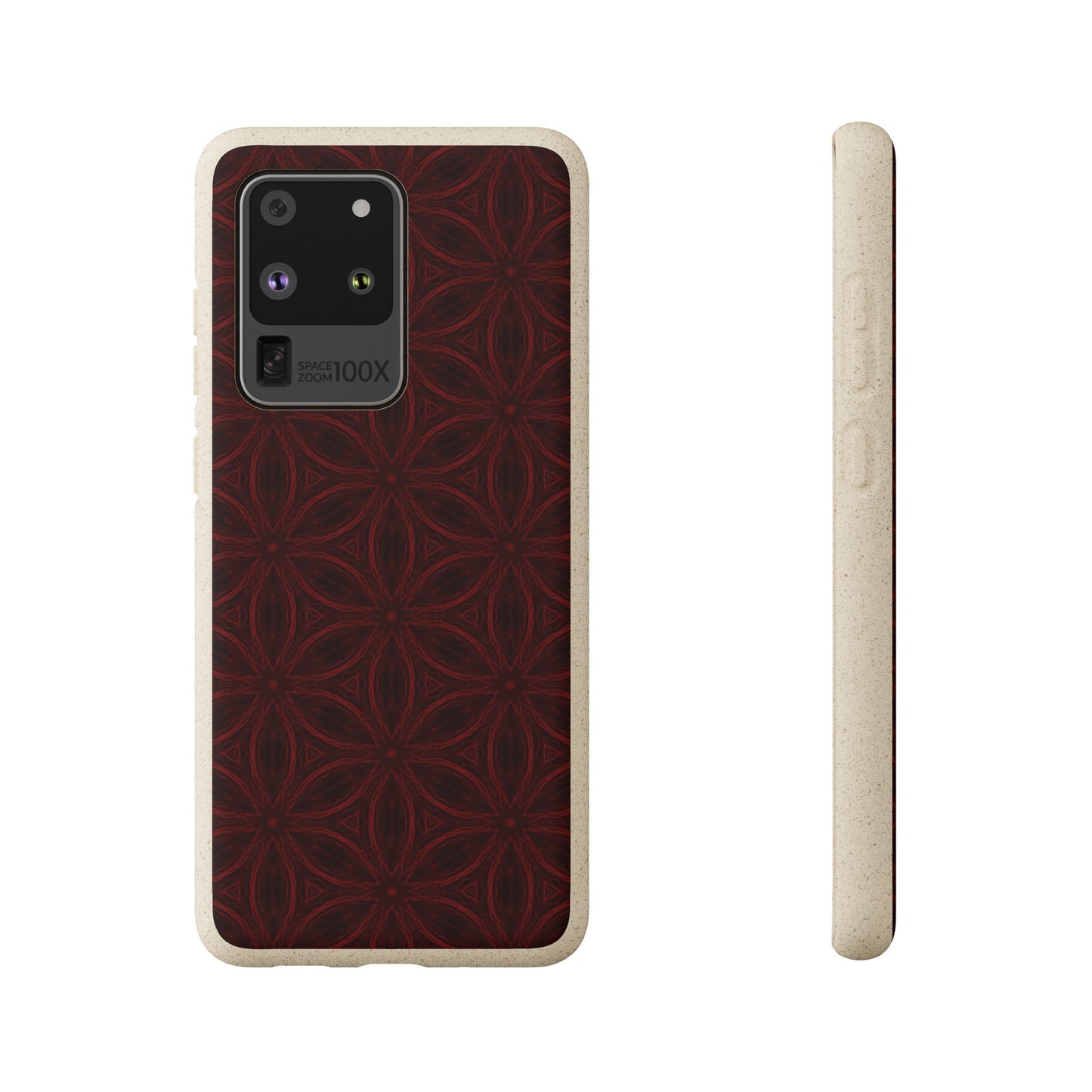 Deep Burgundy and Black Patterned Biodegradable Phone Case