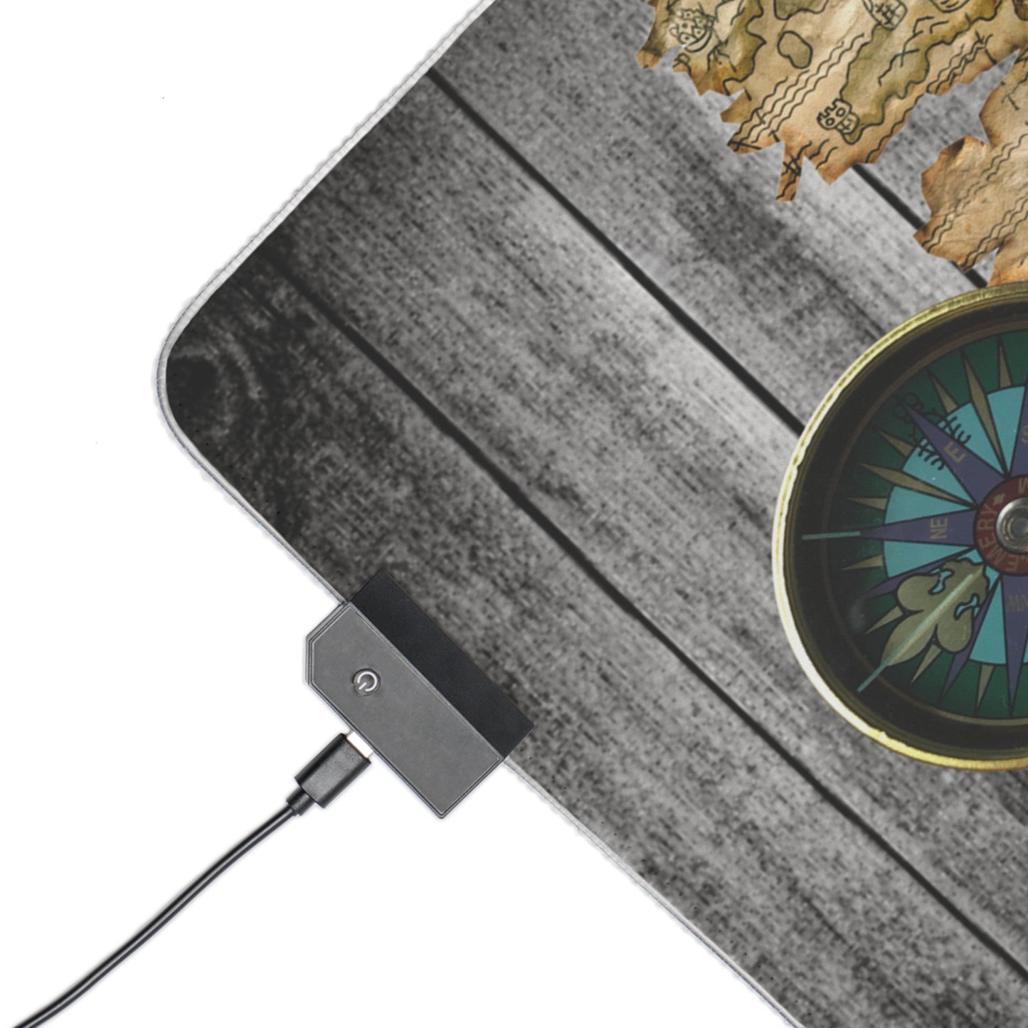 Vintage Pirate's Treasure Map Gaming Mouse Mat with LED Lights