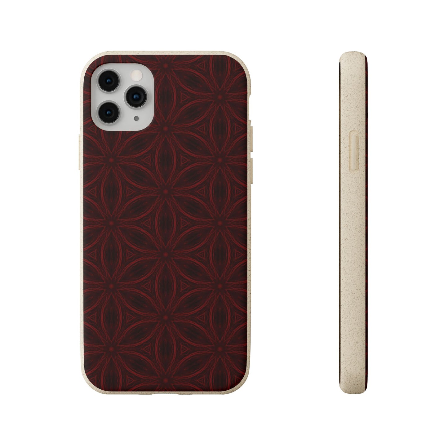 Deep Burgundy and Black Patterned Biodegradable Phone Case