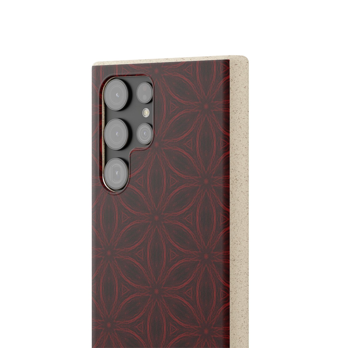 Deep Burgundy and Black Patterned Biodegradable Phone Case