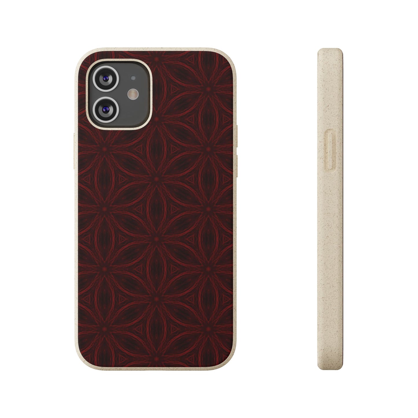 Deep Burgundy and Black Patterned Biodegradable Phone Case